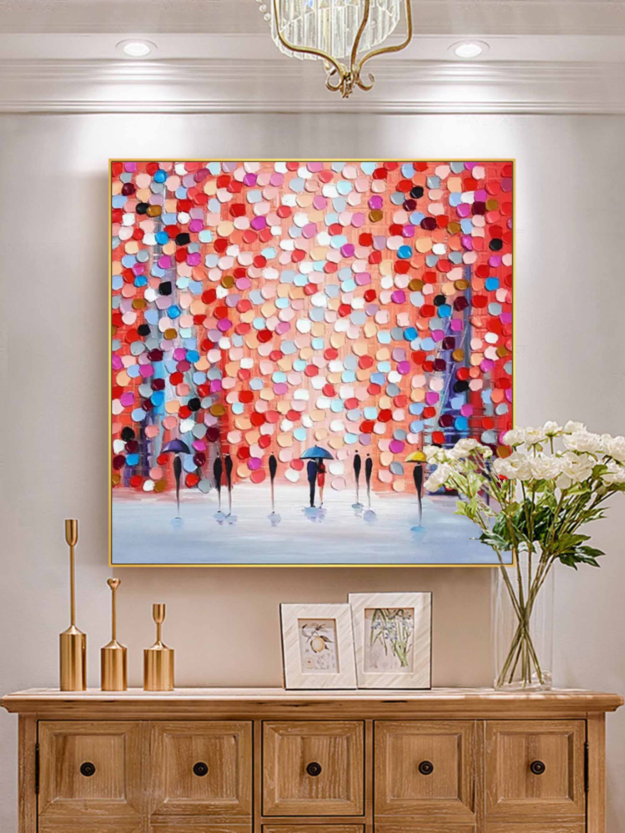 Palette Knife Canvas Oil Painting Palette Knife Texture Wall Art Colorful Abstract Textured Painting