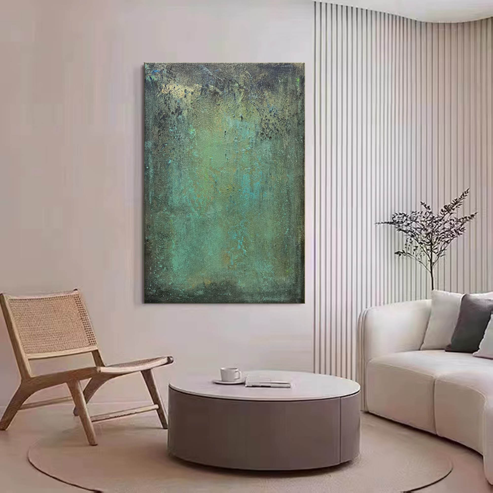 Green Oil Painting Green Textured Painting Abstract Art Canvas Green Abstract Home Hanging Painting