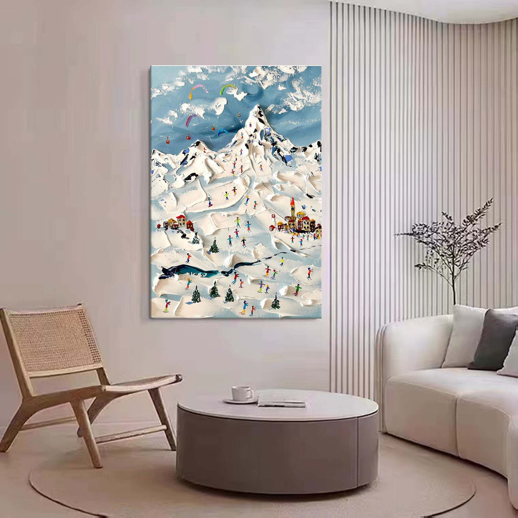 Skier Painting on Canvas Skier Oil Paintings for Sale Skier Canvas Art ...