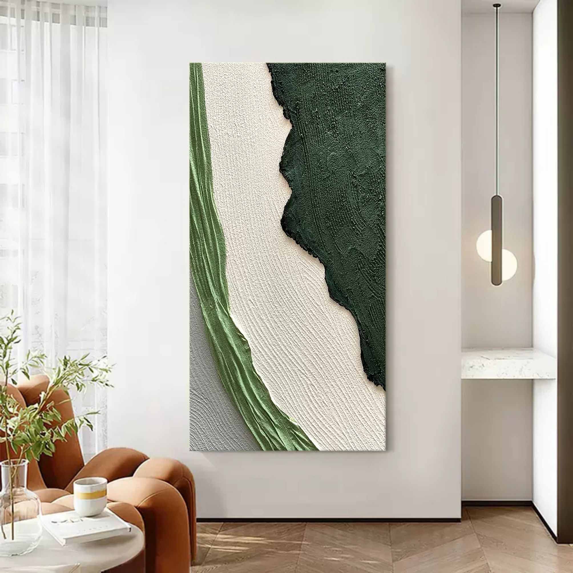 Large Green and White Texture Painting Green and White Textured Art ...