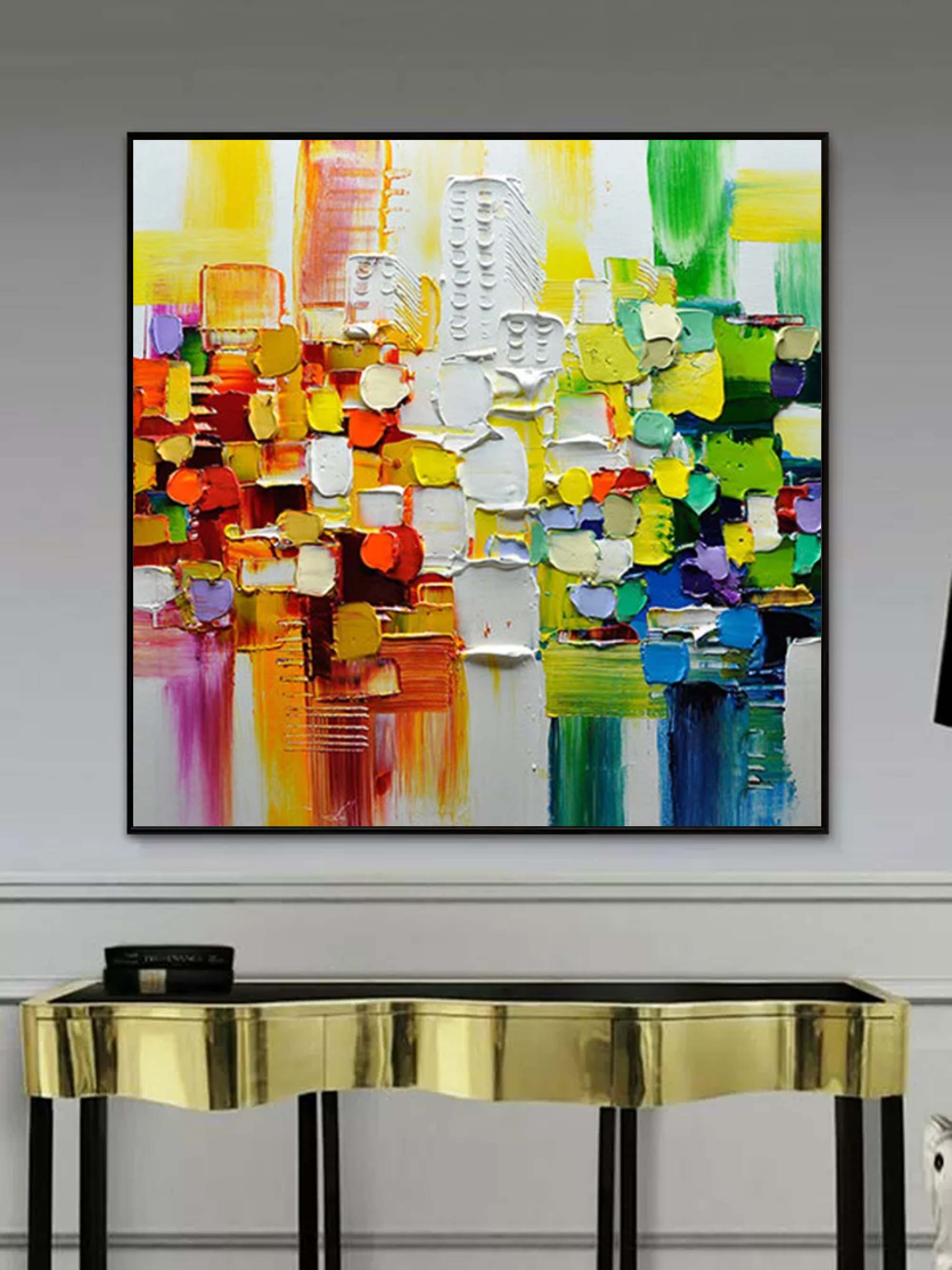 Color Oil Paintings Palette Knife Wall Art Palette Abstract Knife Canvas Painting Color Abstract Art