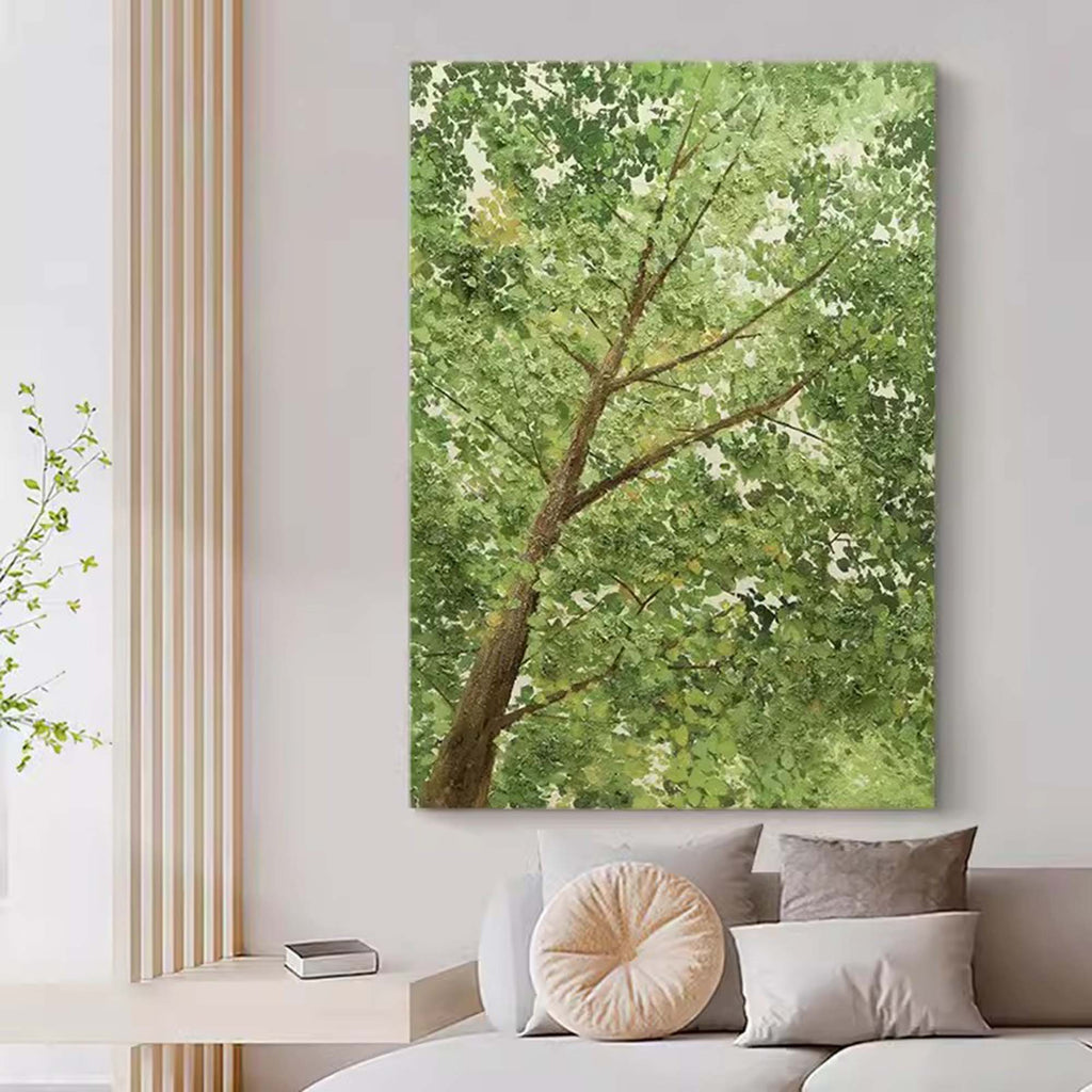 Big Green Textured Tree Painting Green Tree Textured Canvas Wall Art 3D ...