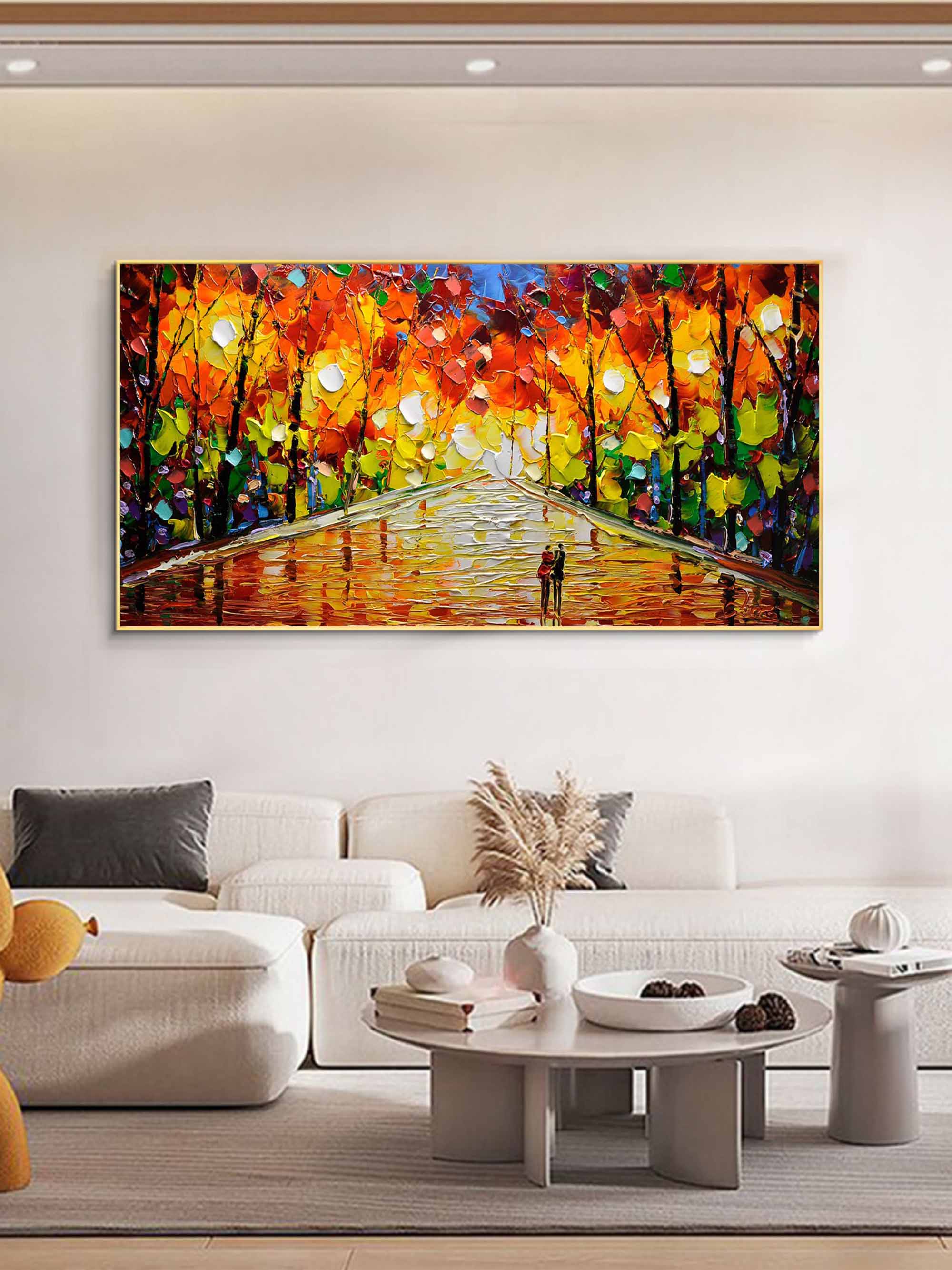 Large Colorful Street Oil Painting Street Painting On Canvas Palette ...