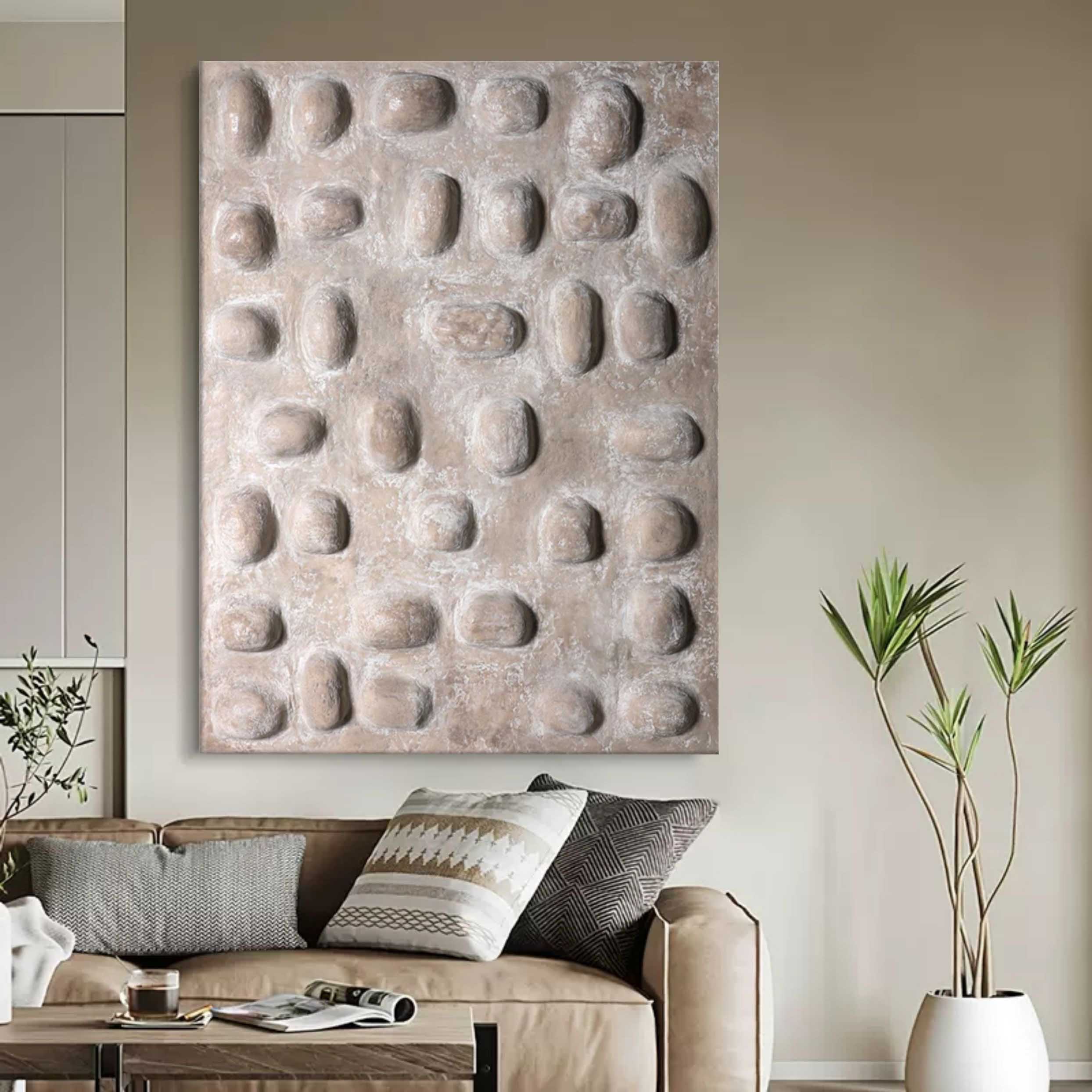 3D Gray Textured Abstract Canvas Art Wabi Sabi Wall Art Thick Textured Acrylic Painting For Sale