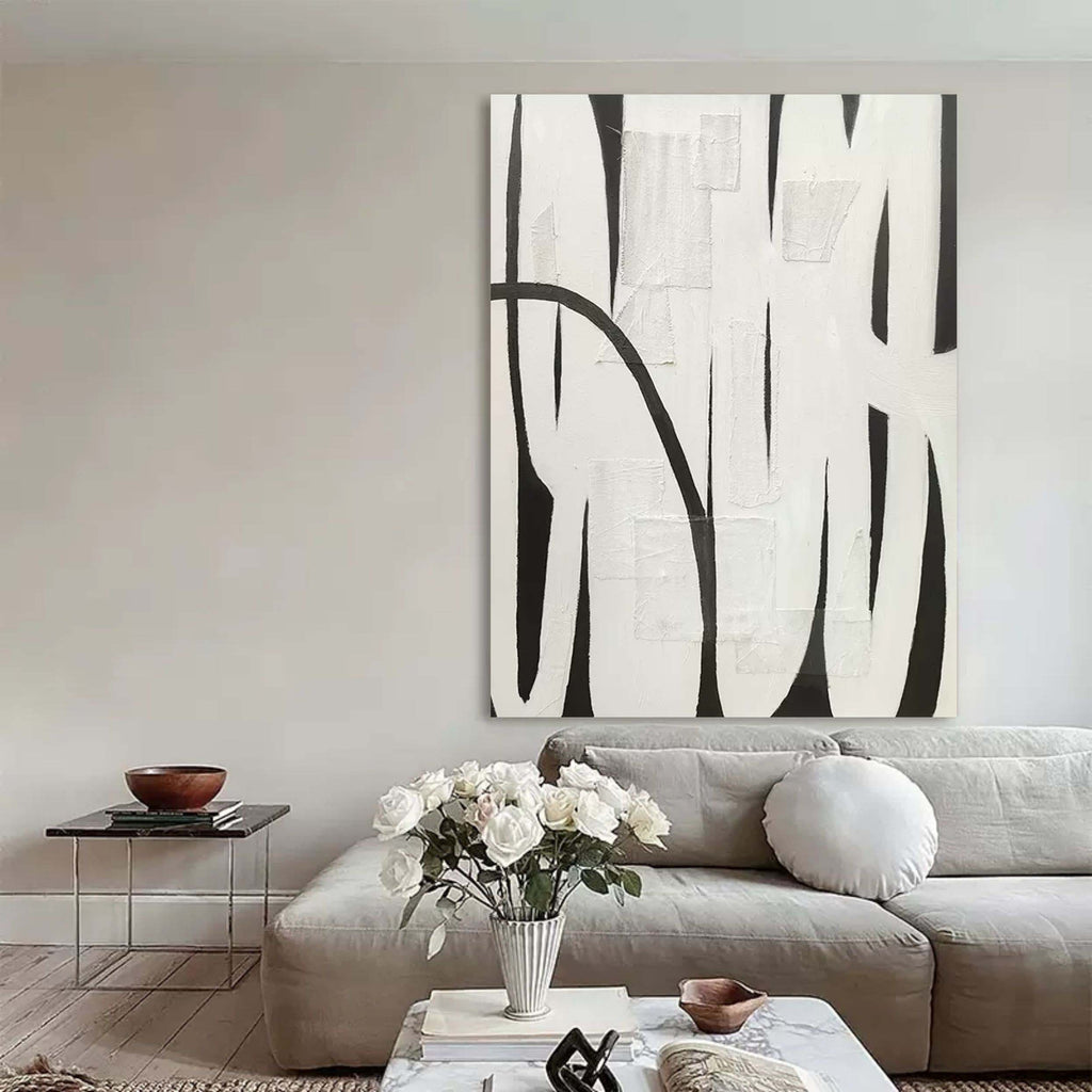 Black and White Minimalist Art on Canvas for Sale Wabi Sabi Art Black ...