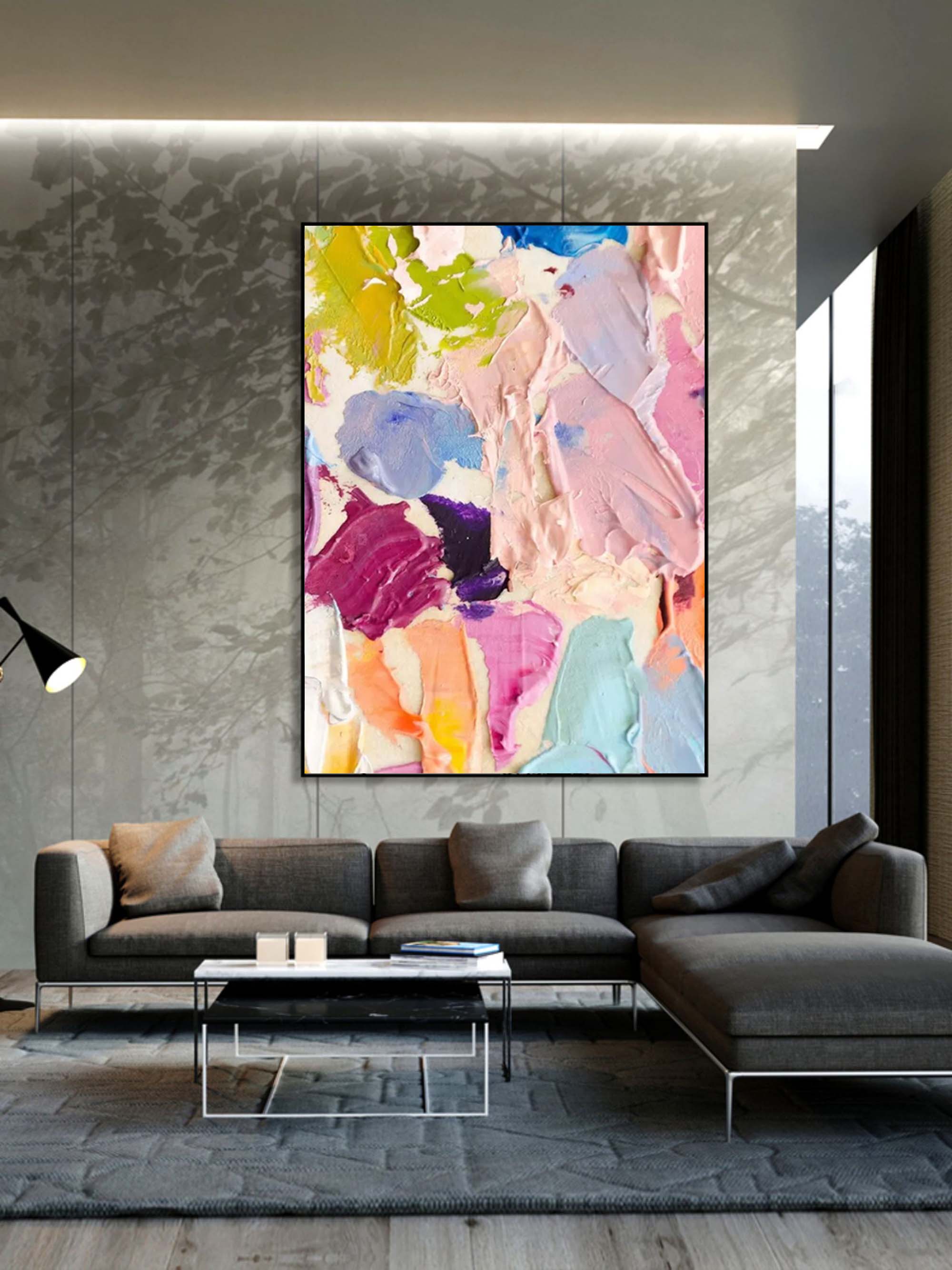 3D Colorful Abstract Oil Painting Color Abstract Textured Art Color Paintings On Canvas For Sale