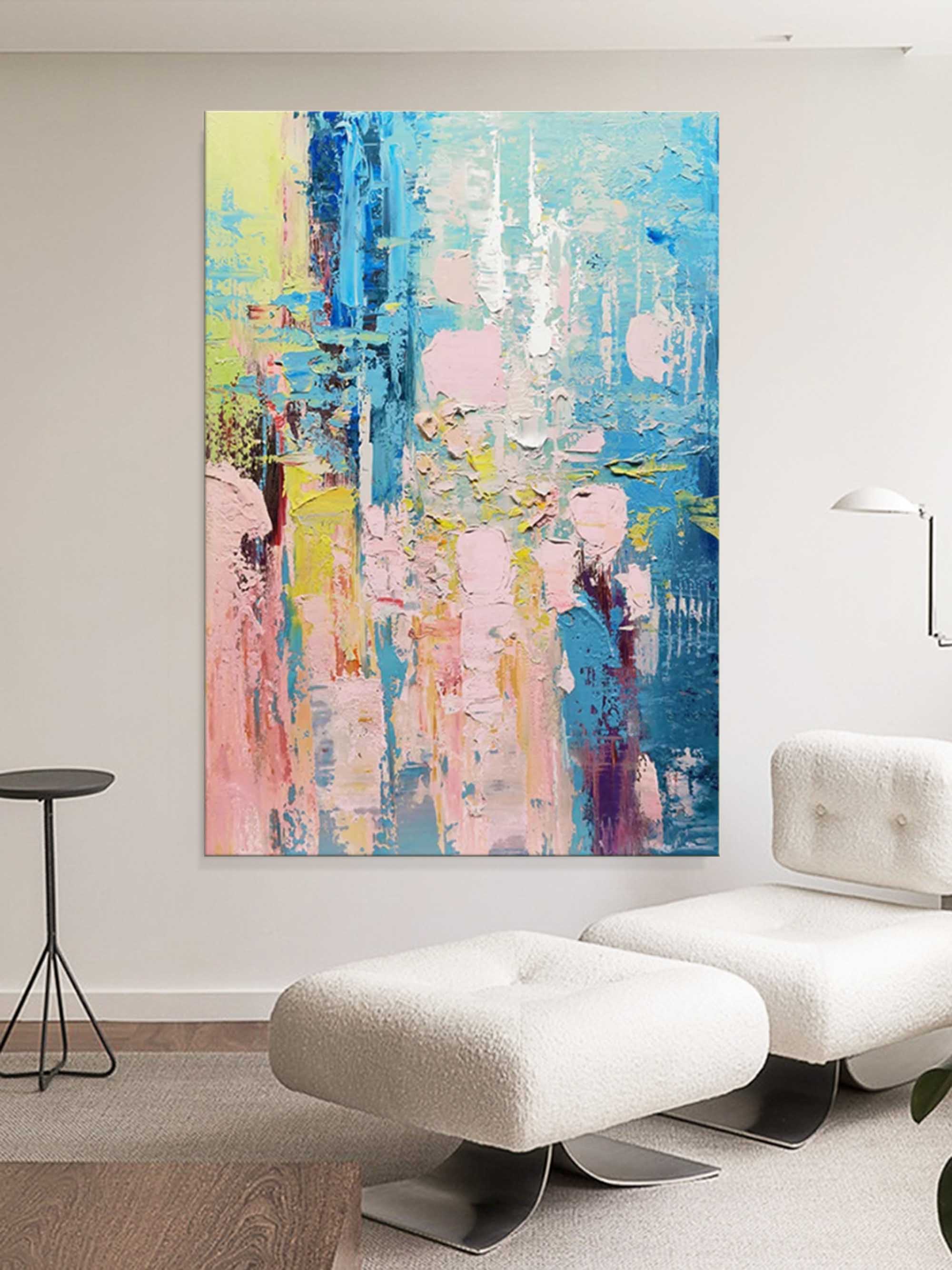 Colorful Abstract Canvas Art Palette Knife Art Colorful Textured Abstract Painting Colorful Wall Paintings