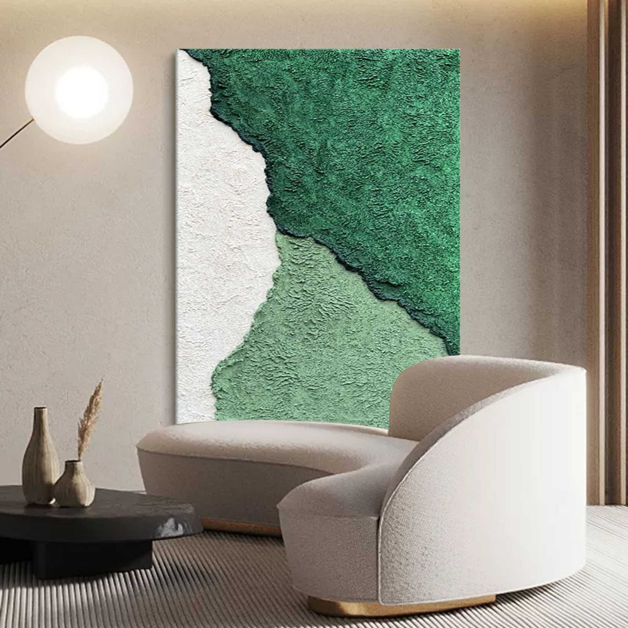 Green Textured Abstract Canvas Art Green Canvas Wall Art 3D Green Textured Acrylic Painting For Sale