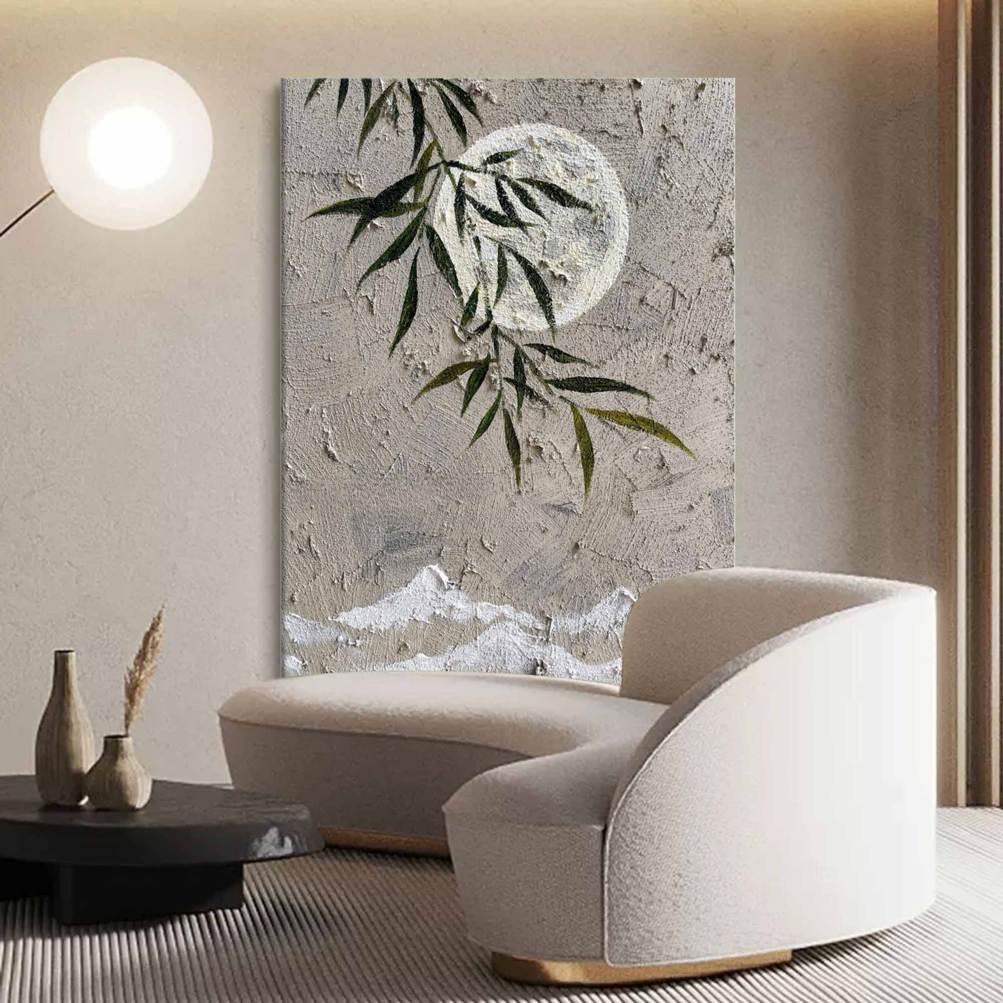 Moon Oil Painting Moon Acrylic Texture Painting Moon Canvas Wall Art Wabi Sabi Art For Sale