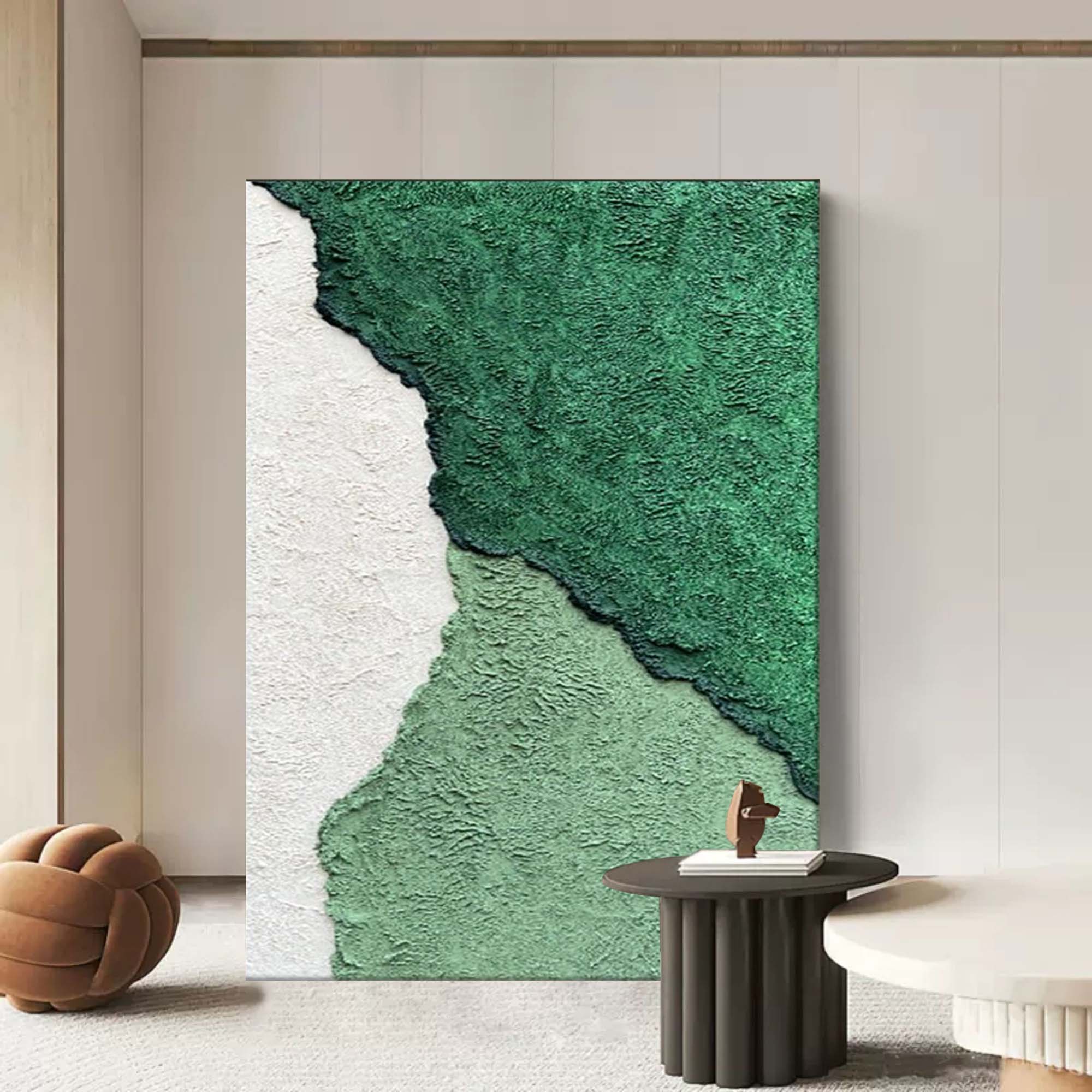 Green Textured Abstract Canvas Art Green Canvas Wall Art 3D Green Textured Acrylic Painting For Sale