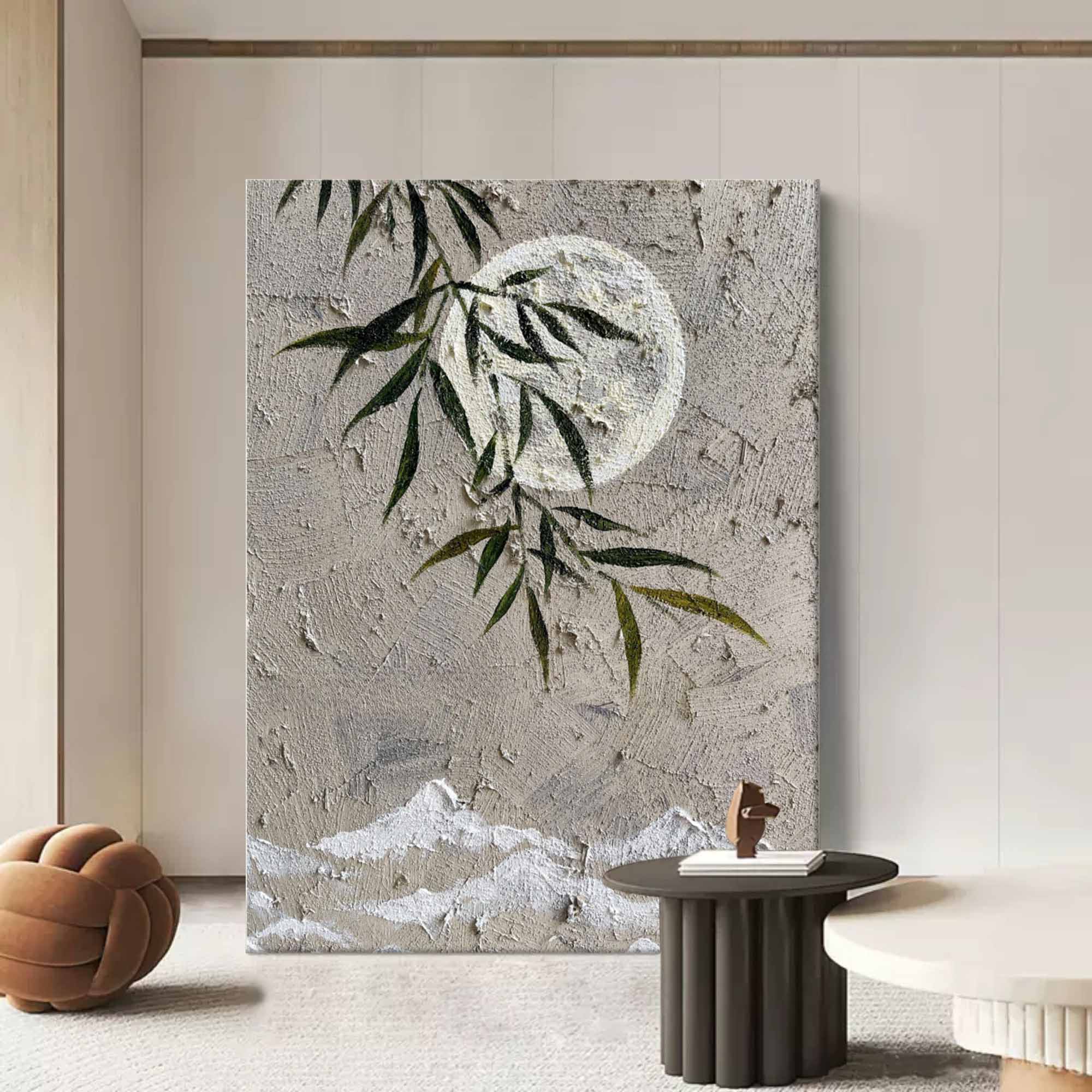 Moon Oil Painting Moon Acrylic Texture Painting Moon Canvas Wall Art Wabi Sabi Art For Sale