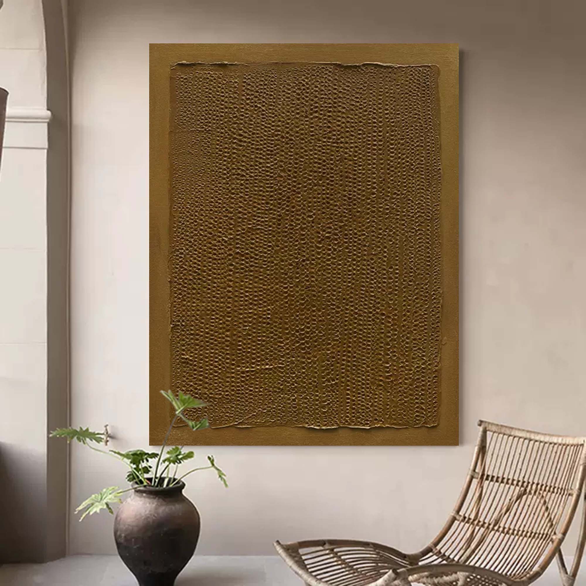 Brown Minimalist Wall Art Brown Minimalist Abstract Canvas Art Brown Minimalist Oil Painting Wabi-Sabi Art