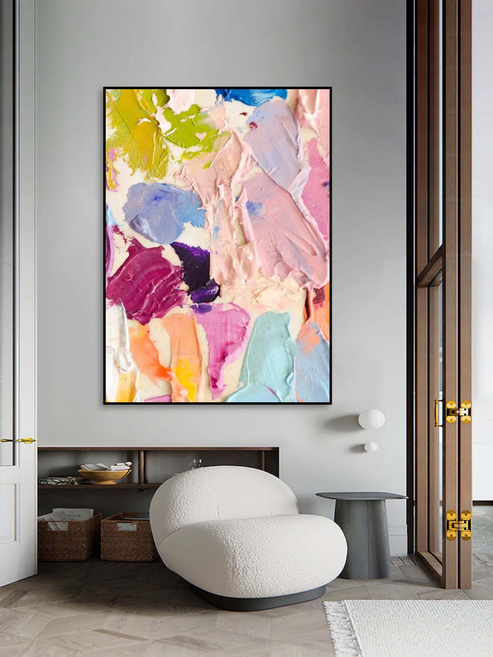 3D Colorful Abstract Oil Painting Color Abstract Textured Art Color Paintings On Canvas For Sale