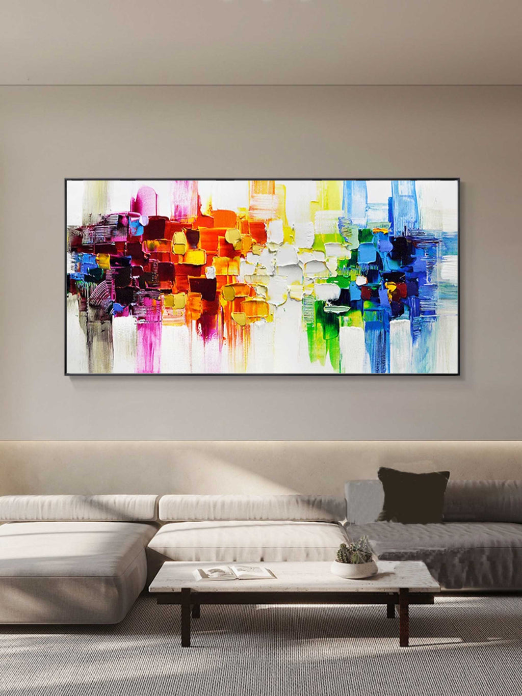 Large 3D Color Abstract Art Colorful Texture Wall Painting Colorful Oil ...