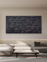 3D Large Black Textured Abstract Canvas Art Large Wabi Sabi Wall Art Thick Acrylic Textured Painting