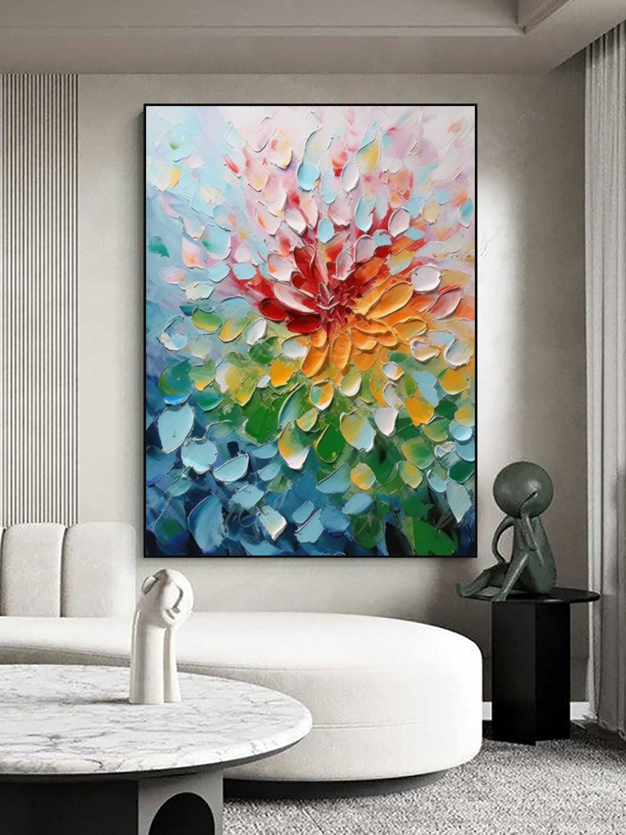 Colorful Abstract Art Palette Knife Painting On Canvas Colorful Textured Wall Art Color Wall Painting