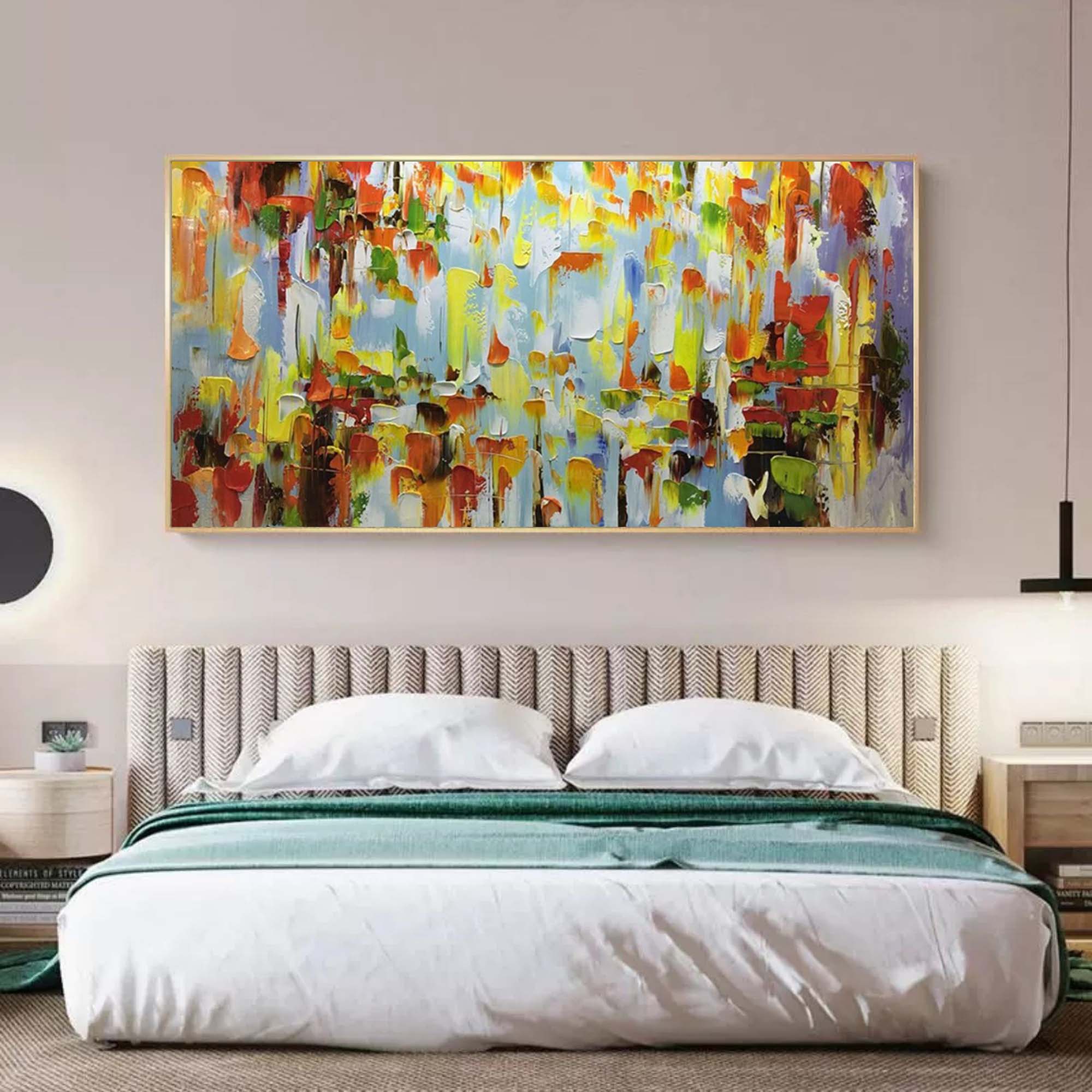 Large Palette Knife Abstract Painting Colorful Textured Painting Large Colorful Living Room Wall Hanging Painting