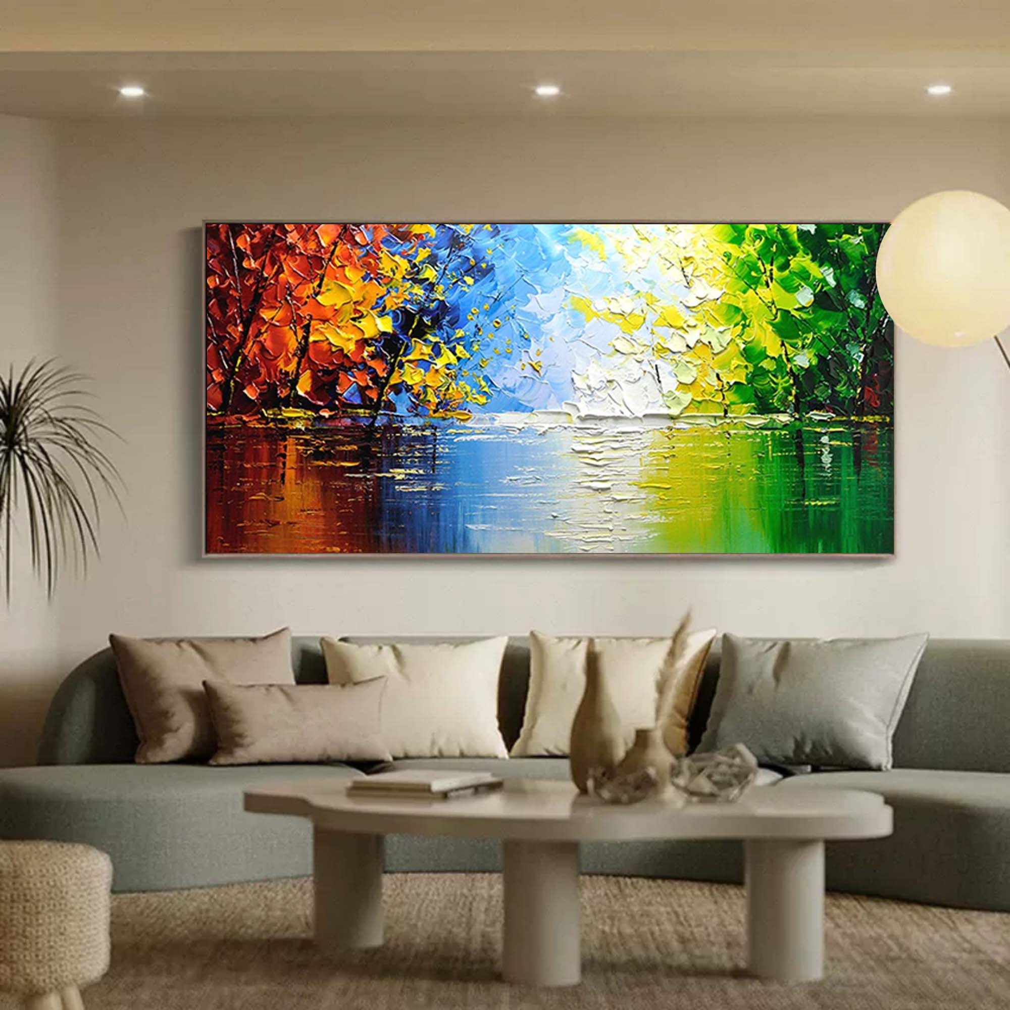 Large Knife Color Painting Palette Knife Painting On Canvas Colorful Textured Abstract Art Wall Art