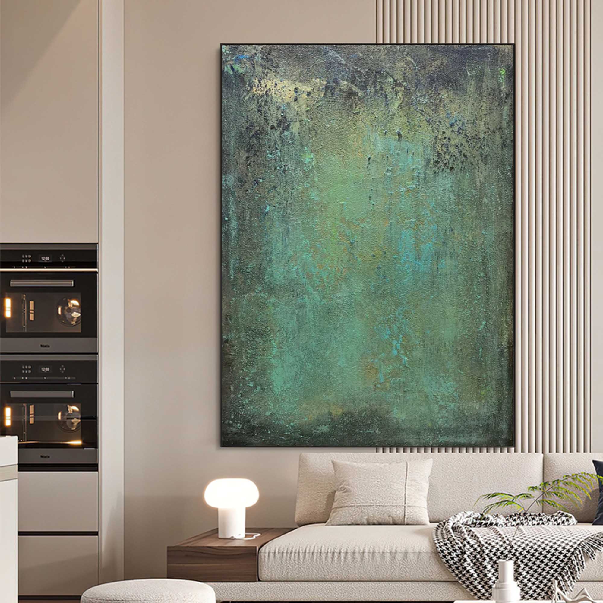 Green Oil Painting Green Textured Painting Abstract Art Canvas Green Abstract Home Hanging Painting