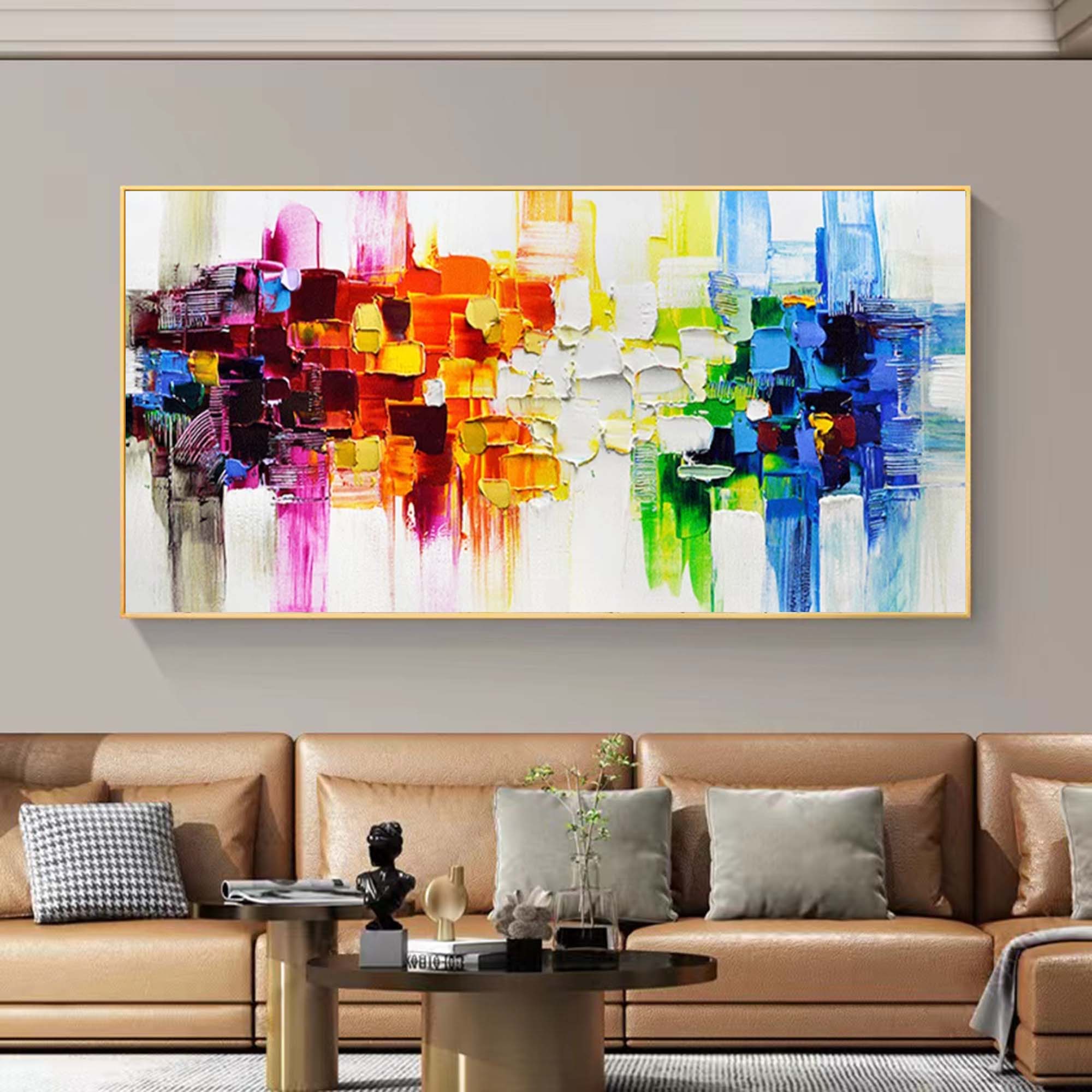 Large 3D Color Abstract Art Colorful Texture Wall Painting Colorful Oil ...