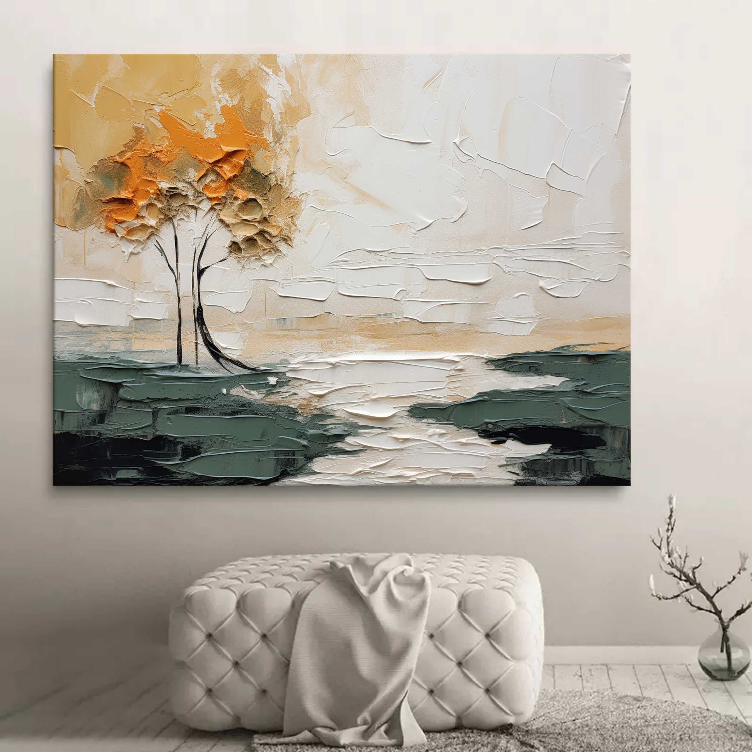 Large Abstract Landscape Art Landscape Minimalist Wall Art Decor Landscape Textured Oil Painting