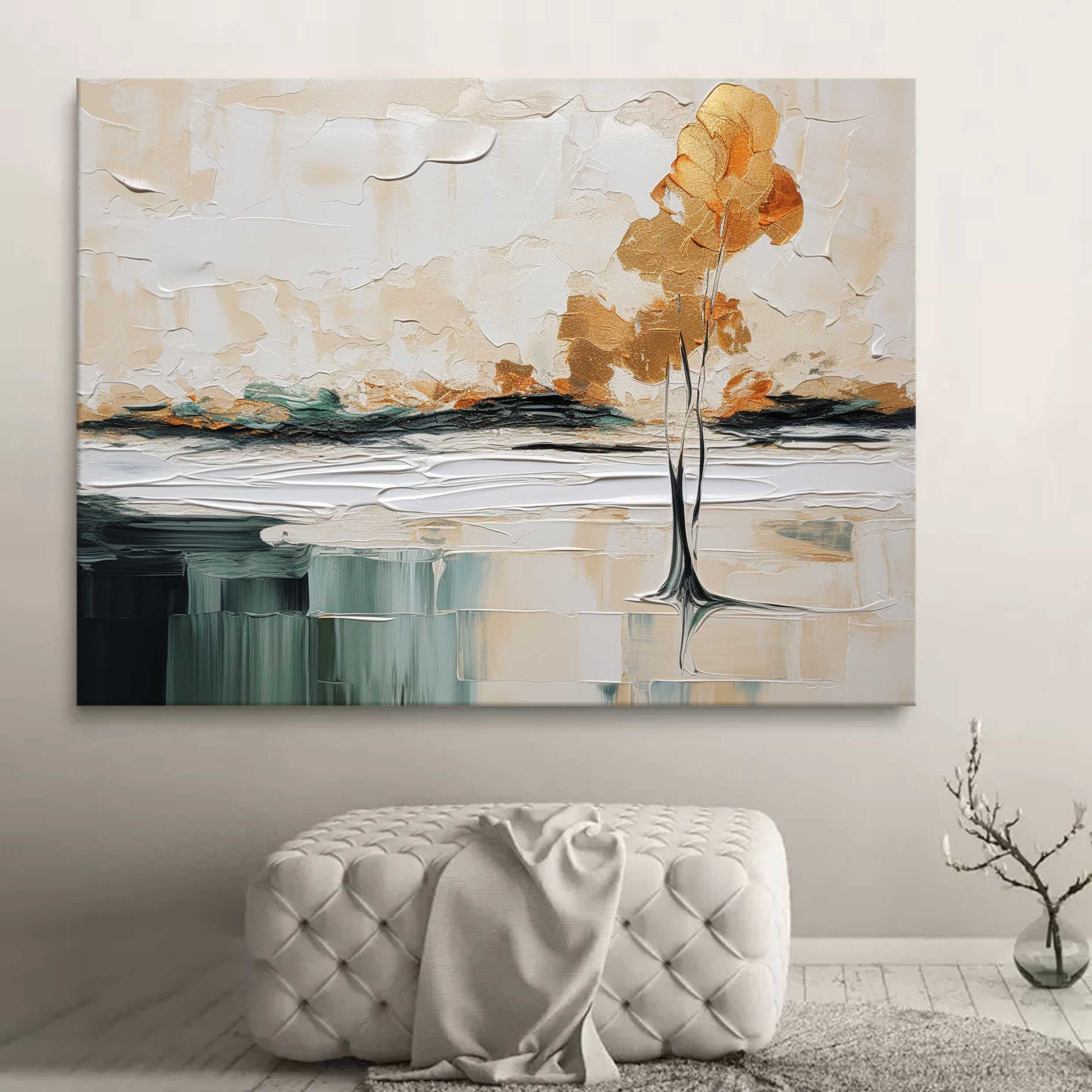 Beige Abstract Landscape Art Beige Minimalist Landscape Oil Painting Landscape Textured Wall Art