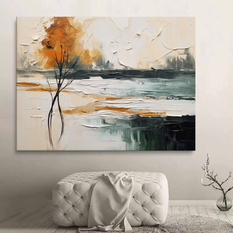 Large Colorful Landscape Minimalist Abstract Oil Painting Minimalist Landscape Textured Wall Art