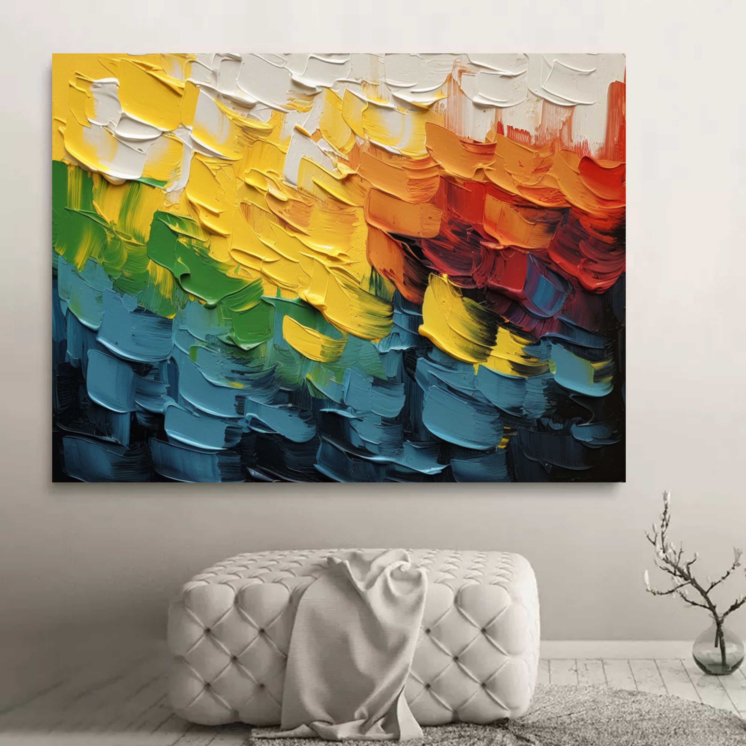 Large Colorful Abstract Texture Painting Abstract Palette Wall Art Colorful Thick Texture Canvas Art