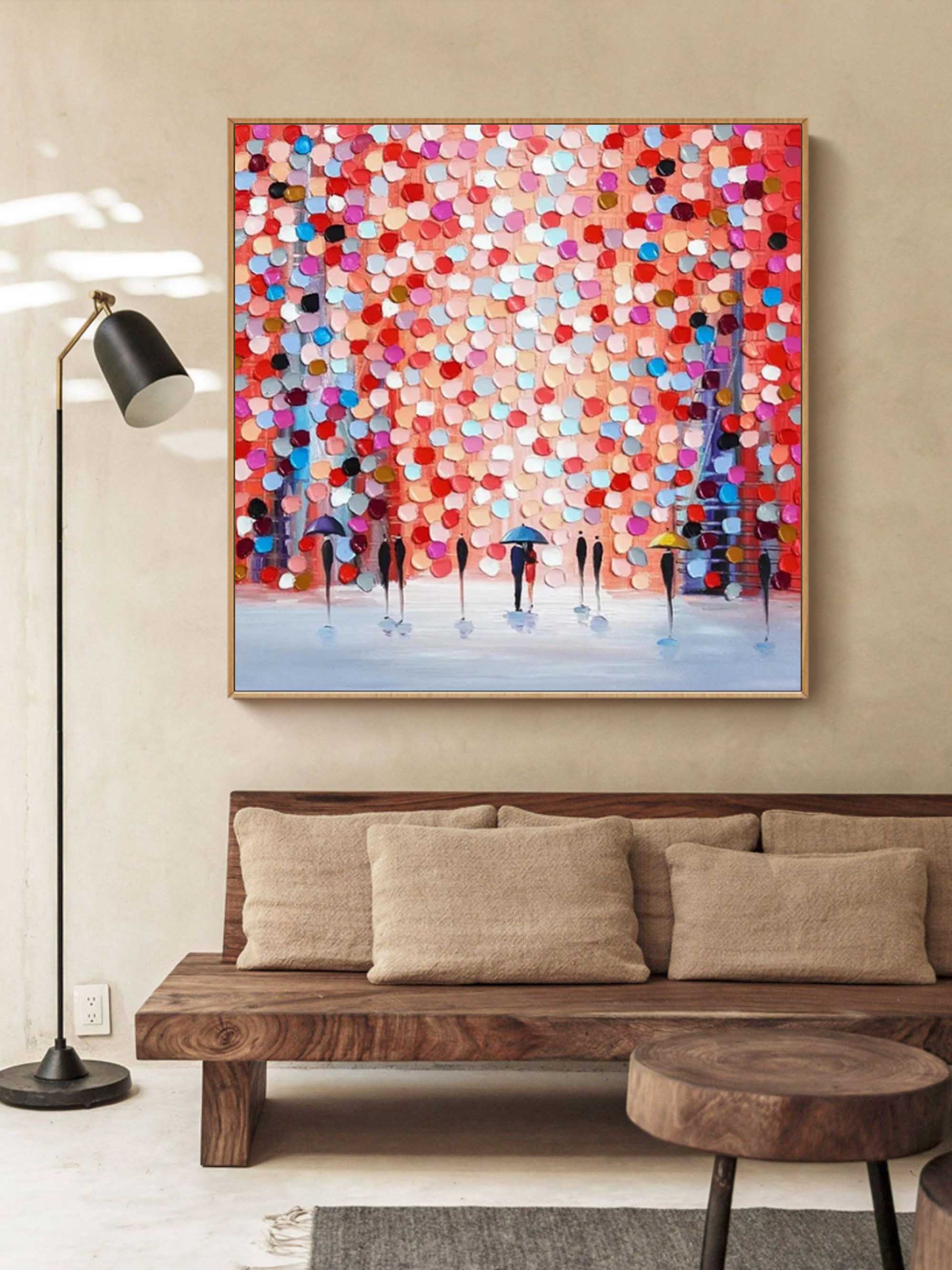 Palette Knife Canvas Oil Painting Palette Knife Texture Wall Art Colorful Abstract Textured Painting