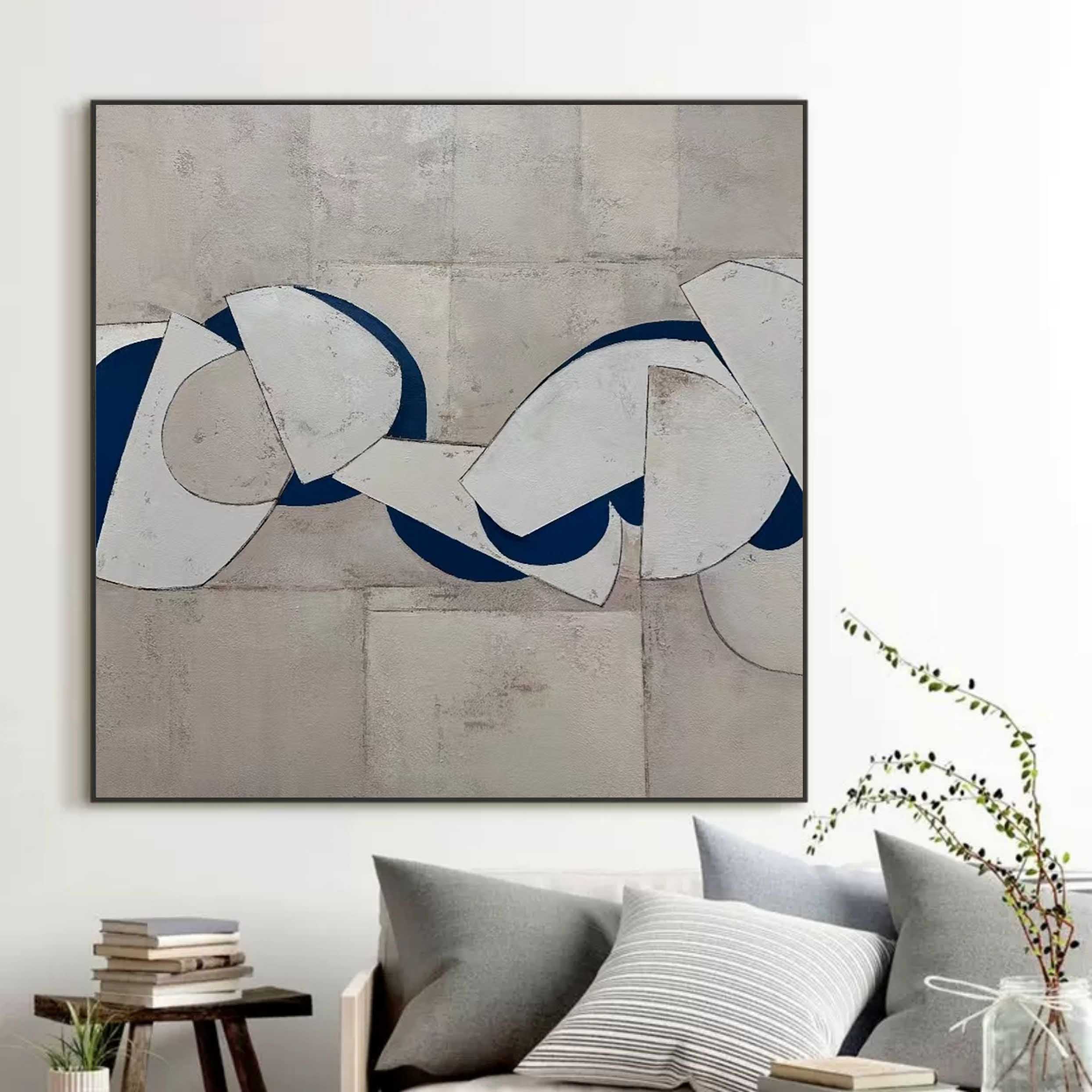 Large Gray Minimalist Abstract Art Gray Minimalist Oil Painting on Canvas Wabi Sabi Wall Art