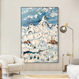 Skier Painting on Canvas Skier Oil Paintings for Sale Skier Canvas Art White Snow Oil Painting