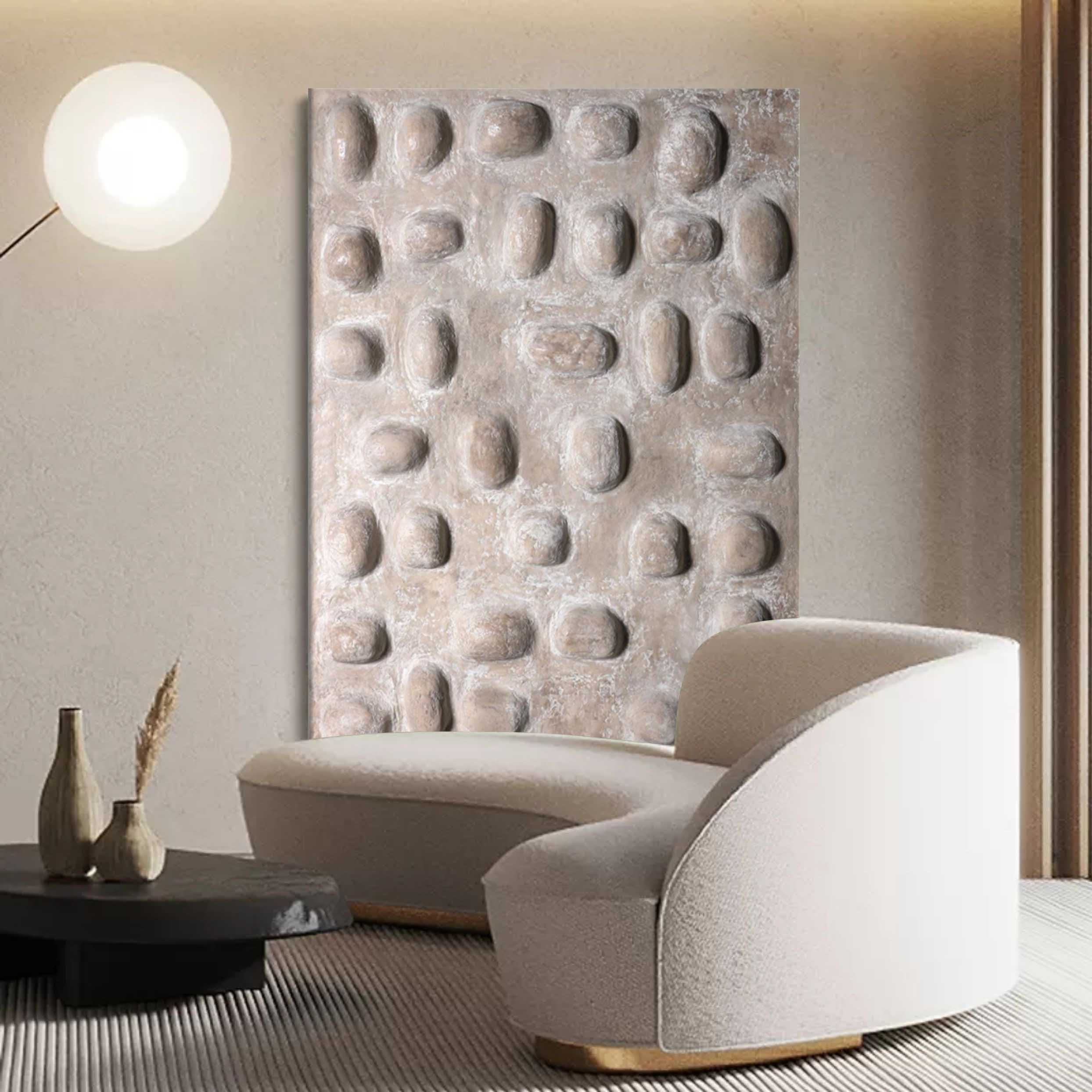 3D Gray Textured Abstract Canvas Art Wabi Sabi Wall Art Thick Textured Acrylic Painting For Sale