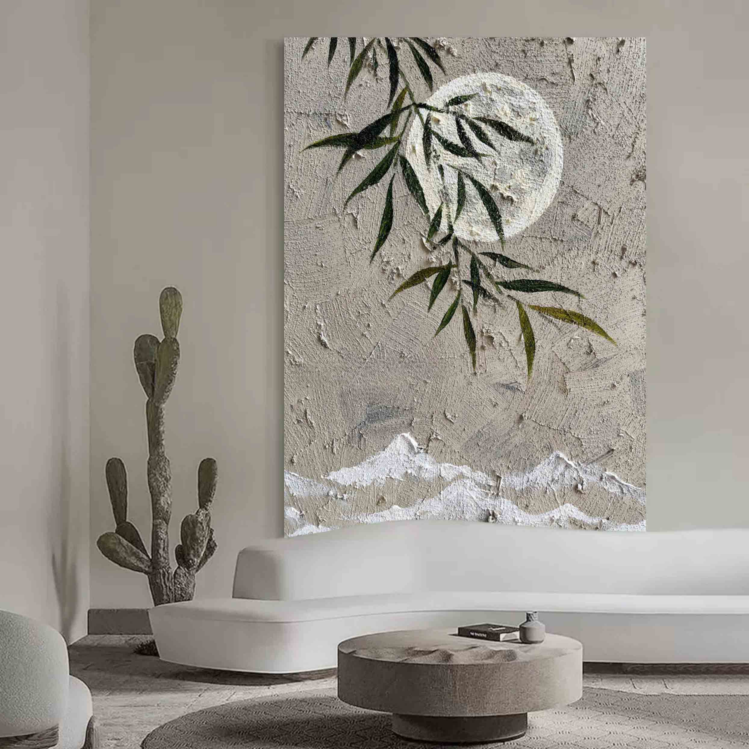 Moon Oil Painting Moon Acrylic Texture Painting Moon Canvas Wall Art Wabi Sabi Art For Sale