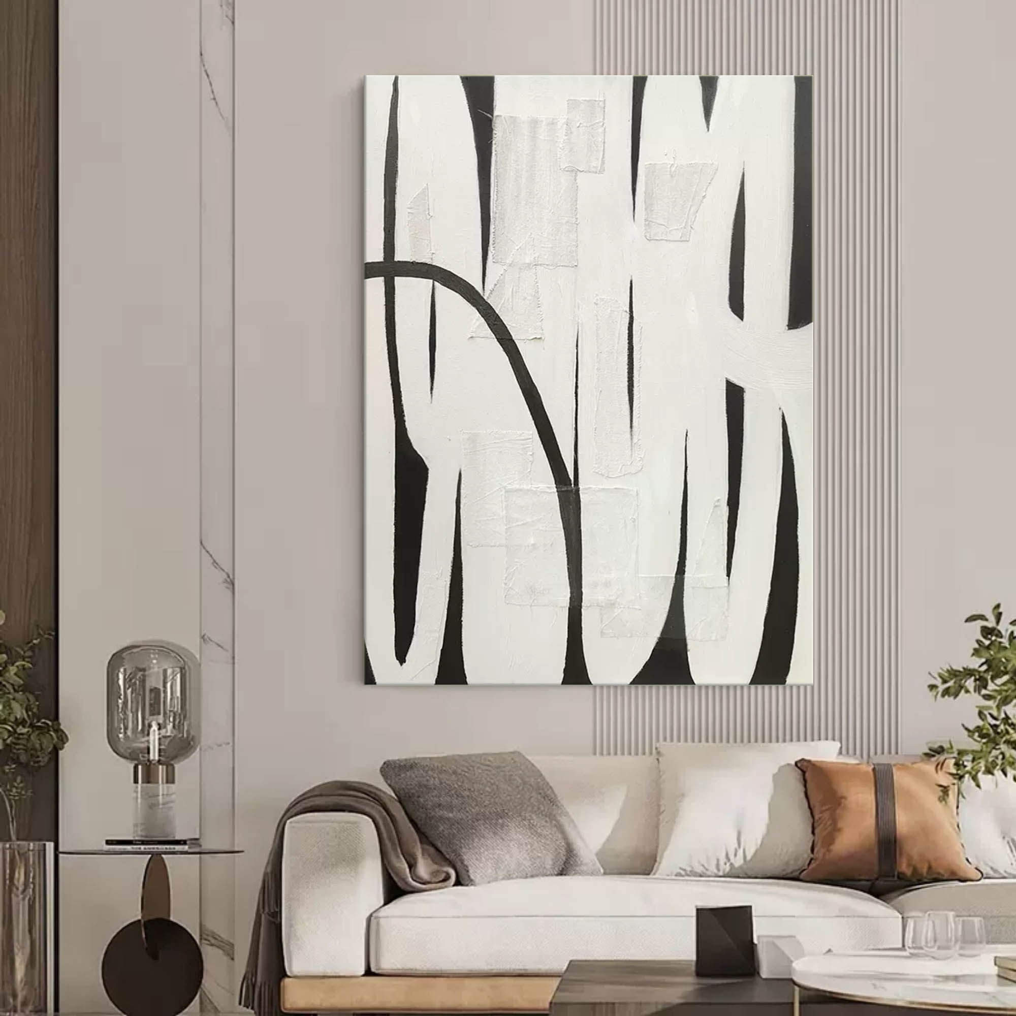 Black and White Minimalist Art on Canvas for Sale Wabi Sabi Art Black ...