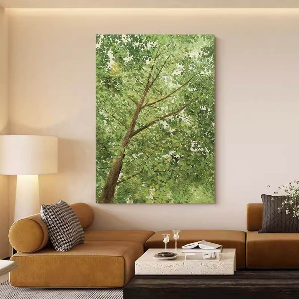 Big Green Textured Tree Painting Green Tree Textured Canvas Wall Art 3D ...