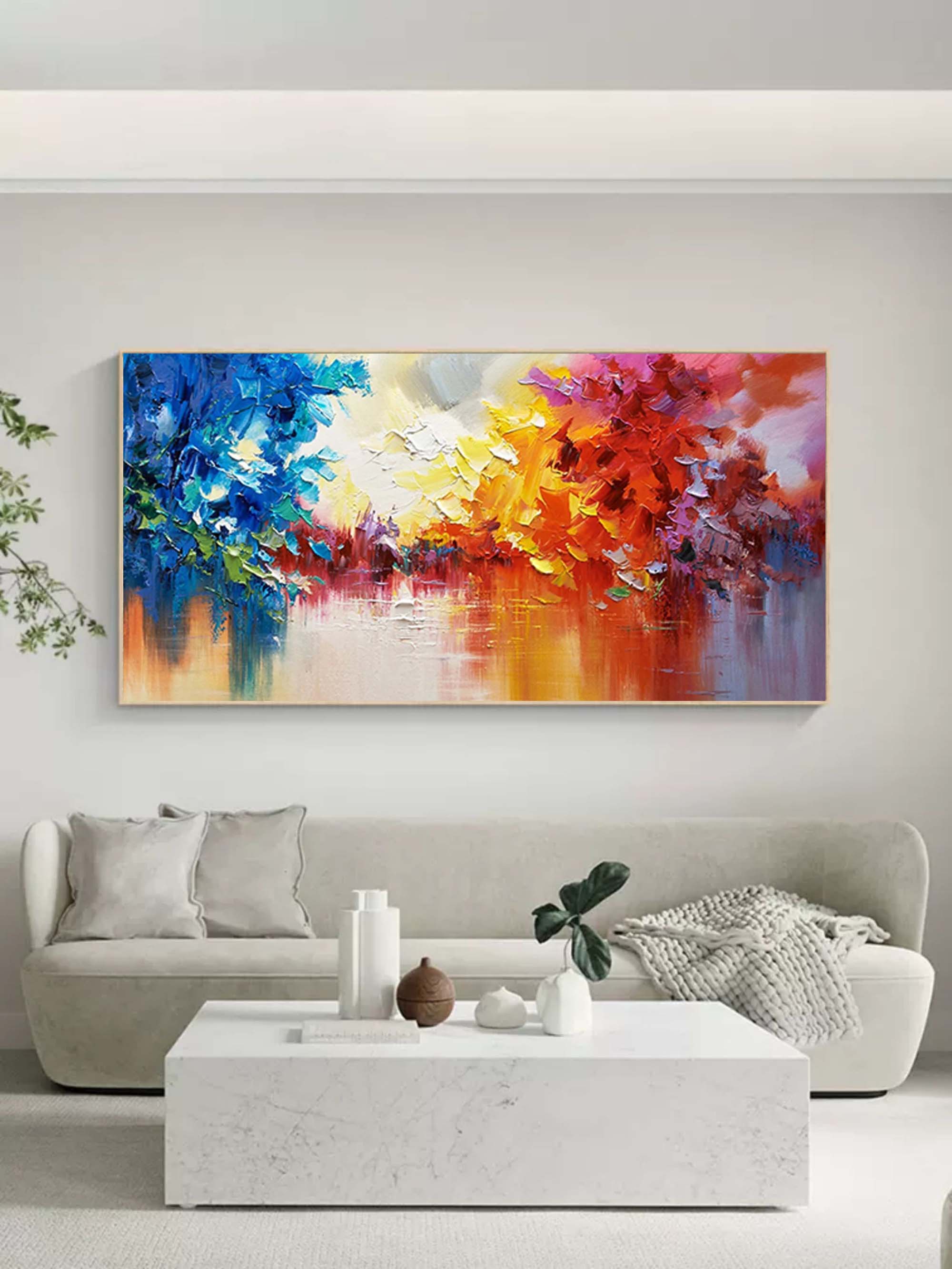 Large Colorful Oil Paintings 3D Colorful Abstract Art Canvas Color Textured Wall Hanging Painting