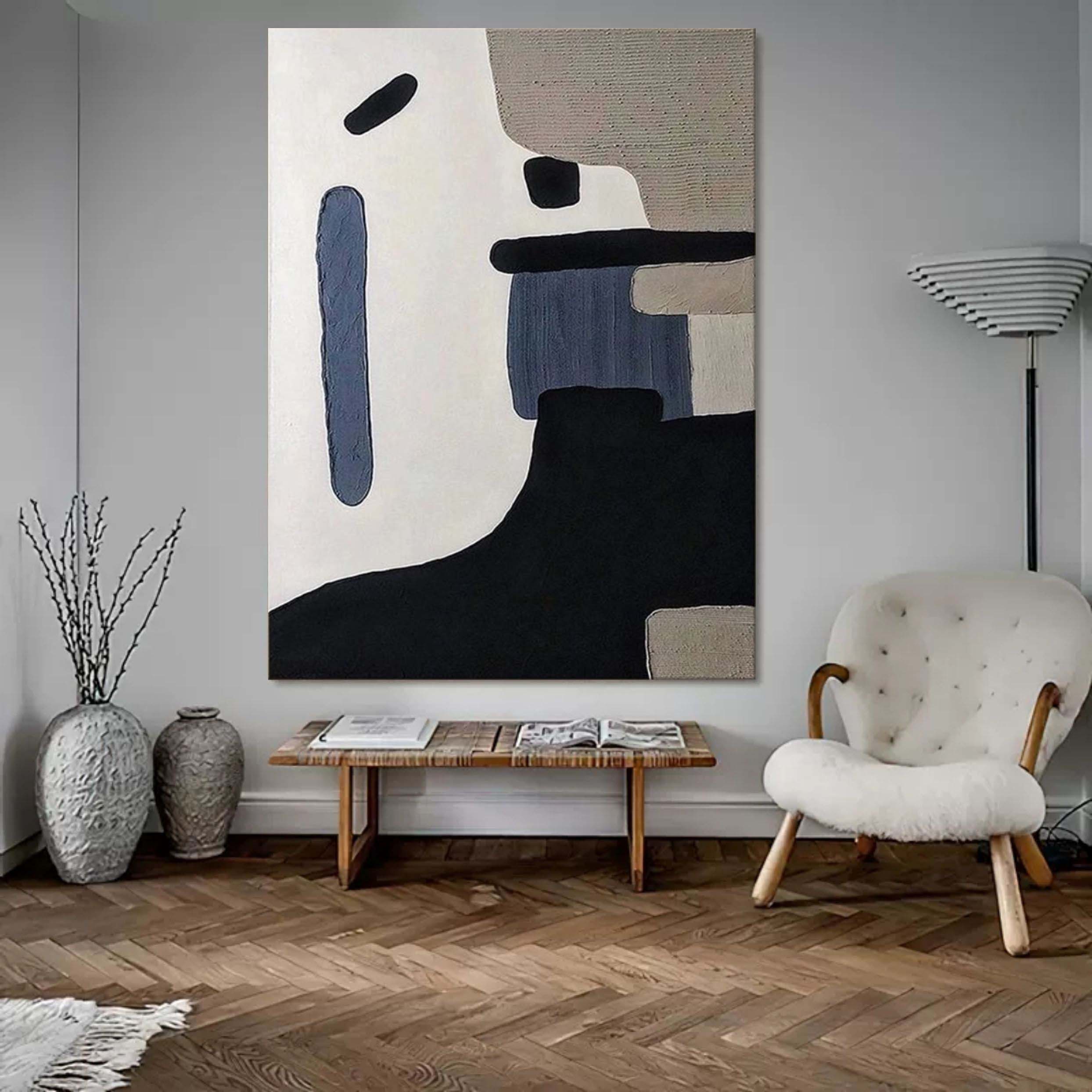 Wabi-Sabi Wall Art Wabi-Sabi Abstract Painting White and Black Abstract Minimalist Painting