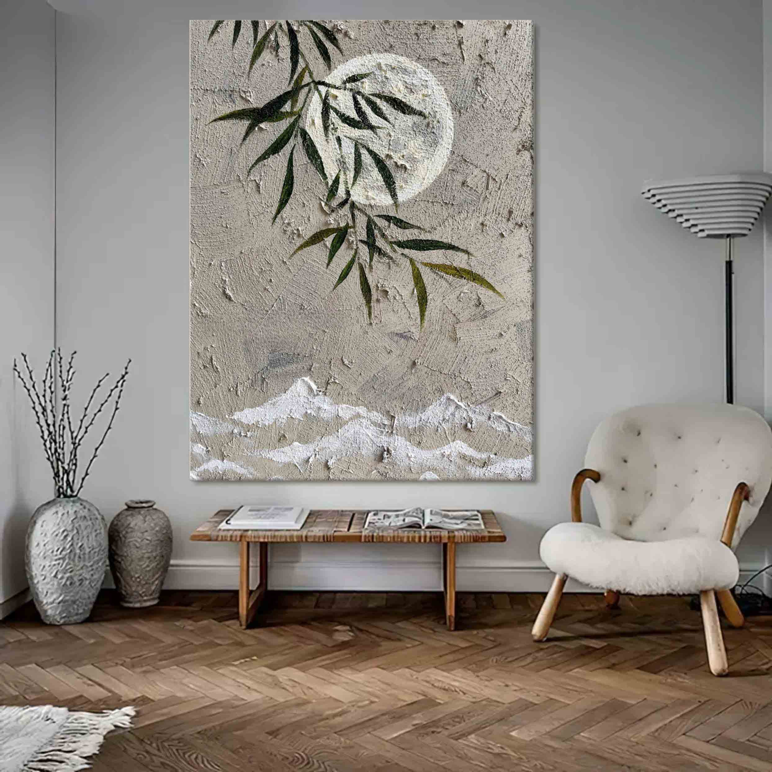 Moon Oil Painting Moon Acrylic Texture Painting Moon Canvas Wall Art Wabi Sabi Art For Sale