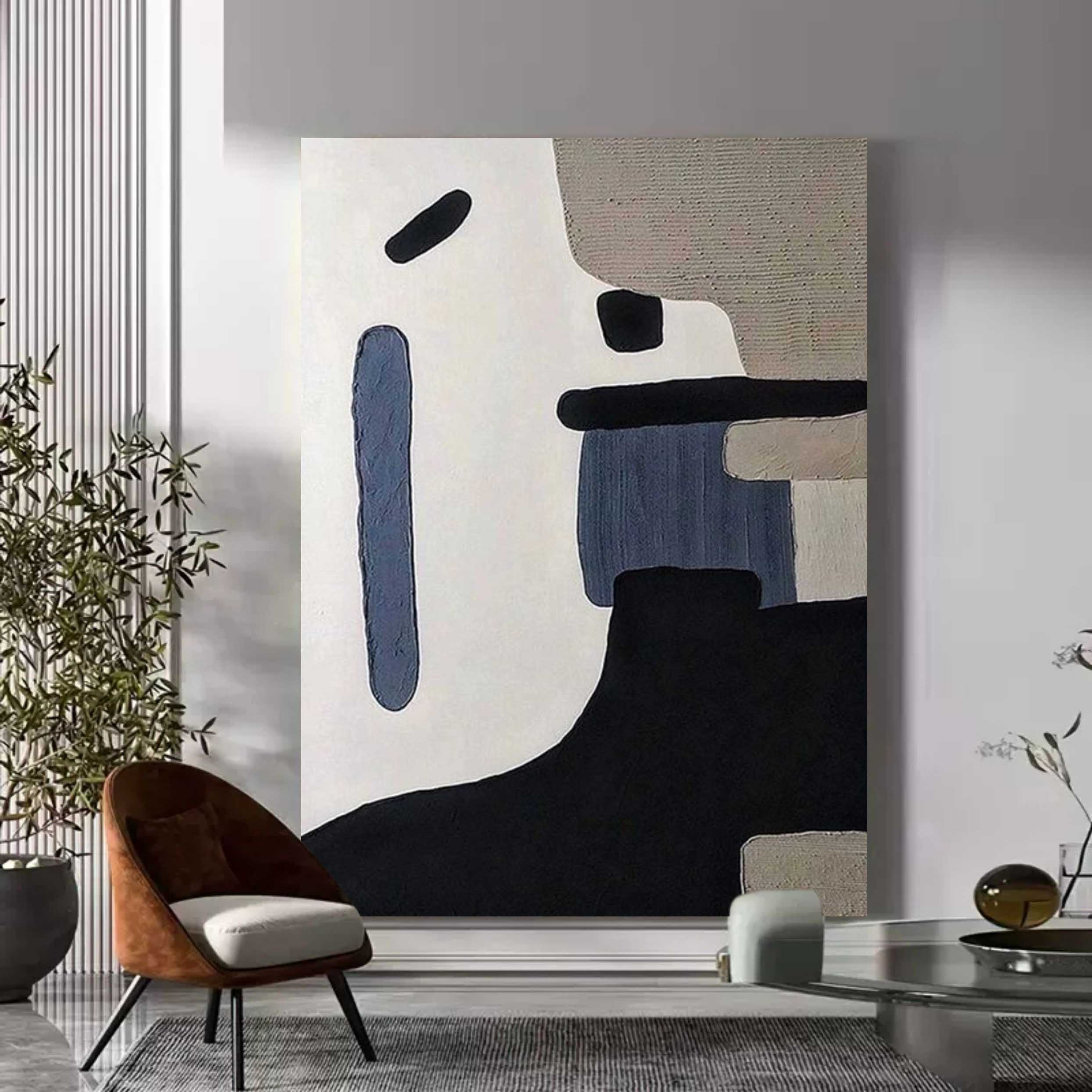 Wabi-Sabi Wall Art Wabi-Sabi Abstract Painting White and Black Abstract Minimalist Painting