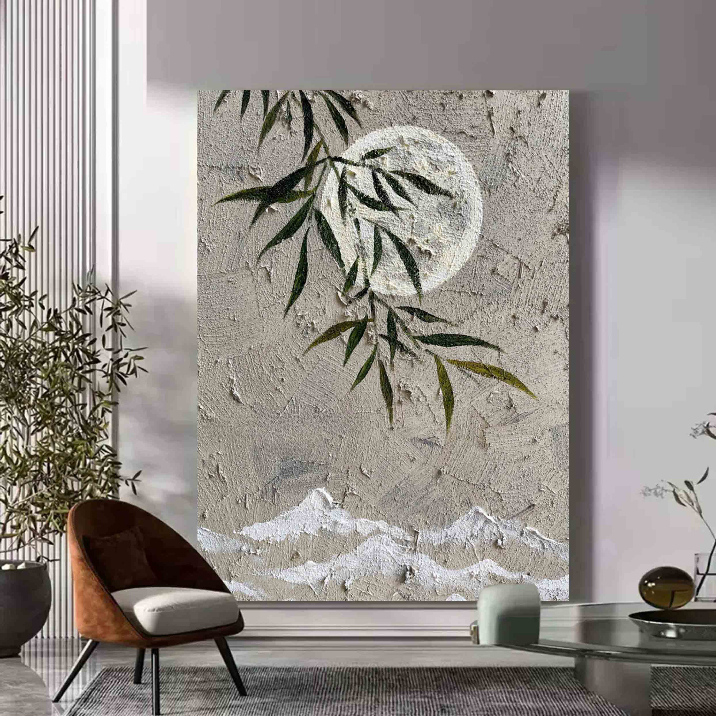 Moon Oil Painting Moon Acrylic Texture Painting Moon Canvas Wall Art Wabi Sabi Art For Sale