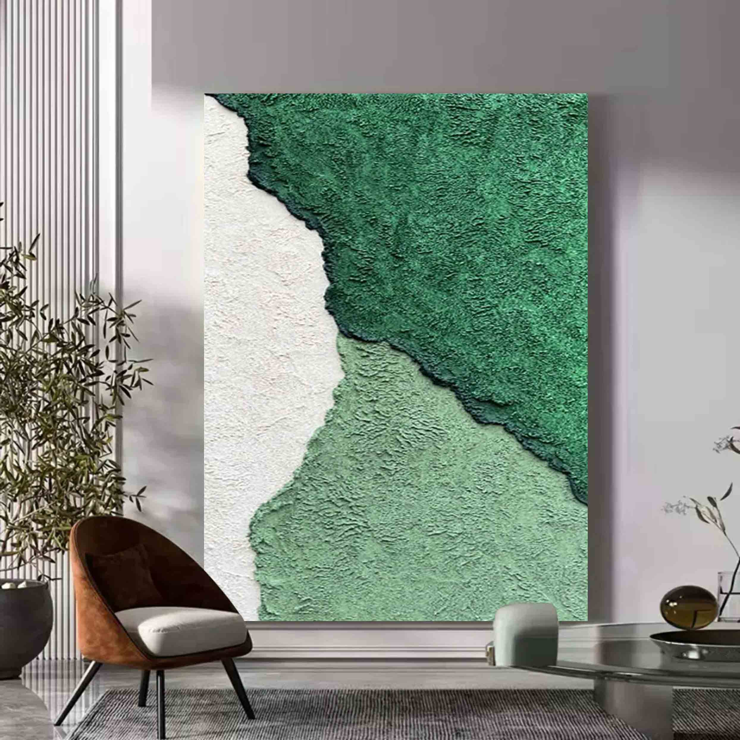 Green Textured Abstract Canvas Art Green Canvas Wall Art 3D Green Textured Acrylic Painting For Sale