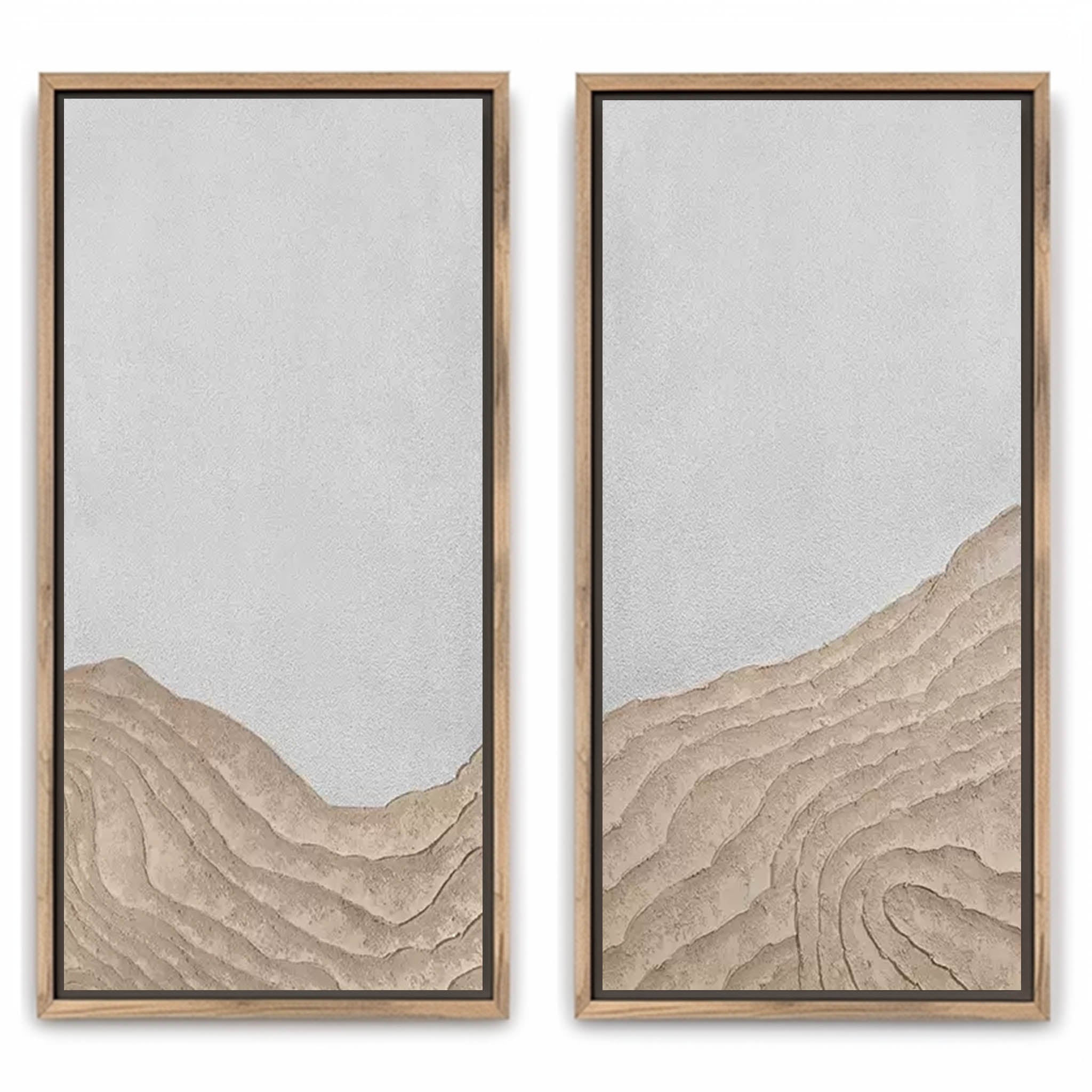 Brown and White Texture Painting Set of 2 Brown and White Minimalist Canvas Wall Art Wabi Sabi Art