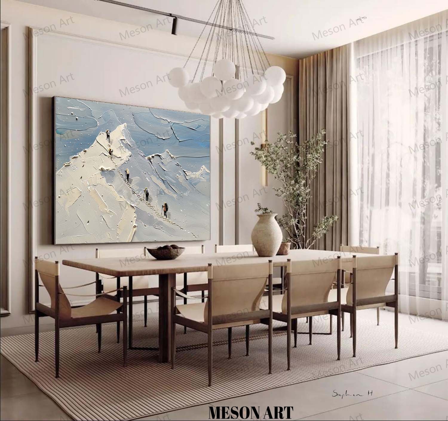 Snow Mountain Climber Art Mountain Climber Plaster Texture Painting Snow Mountain Canvas Wall Art Decor