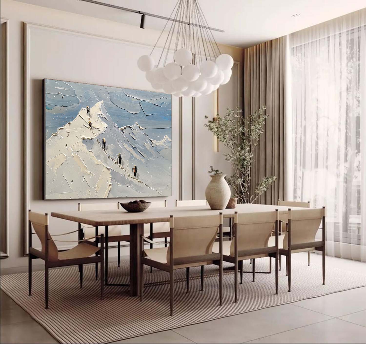 Snow Mountain Climber Art Mountain Climber Plaster Texture Painting Snow Mountain Canvas Wall Art Decor