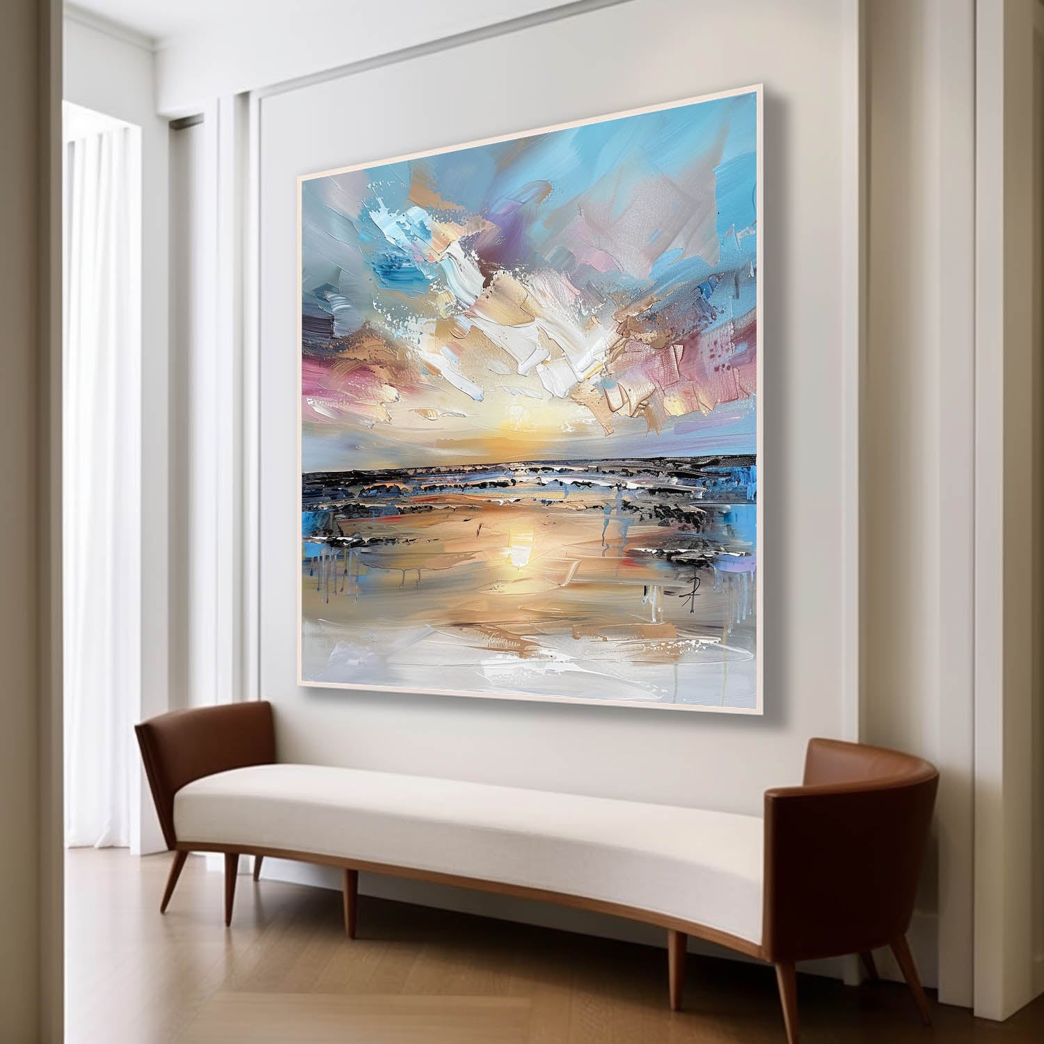 Sunrise at Sea Landscape Oil Painting Sunrise at Sea Landscape Abstract Canvas Wall Art Decor