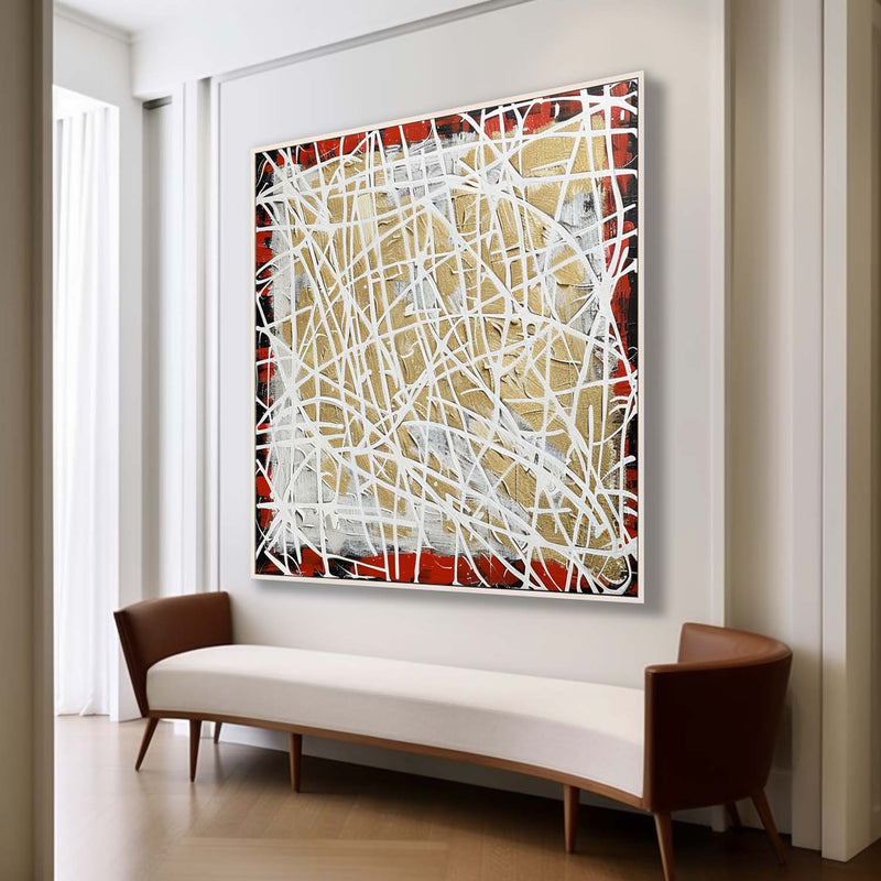 White and Red Abstract Art White and Red Minimalist Oil Painting White and Red Abstract Texture Painting