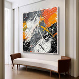 Large Grey and Orange Modern Wall Painting Grey and Orange Abstract Canvas Art for Sale