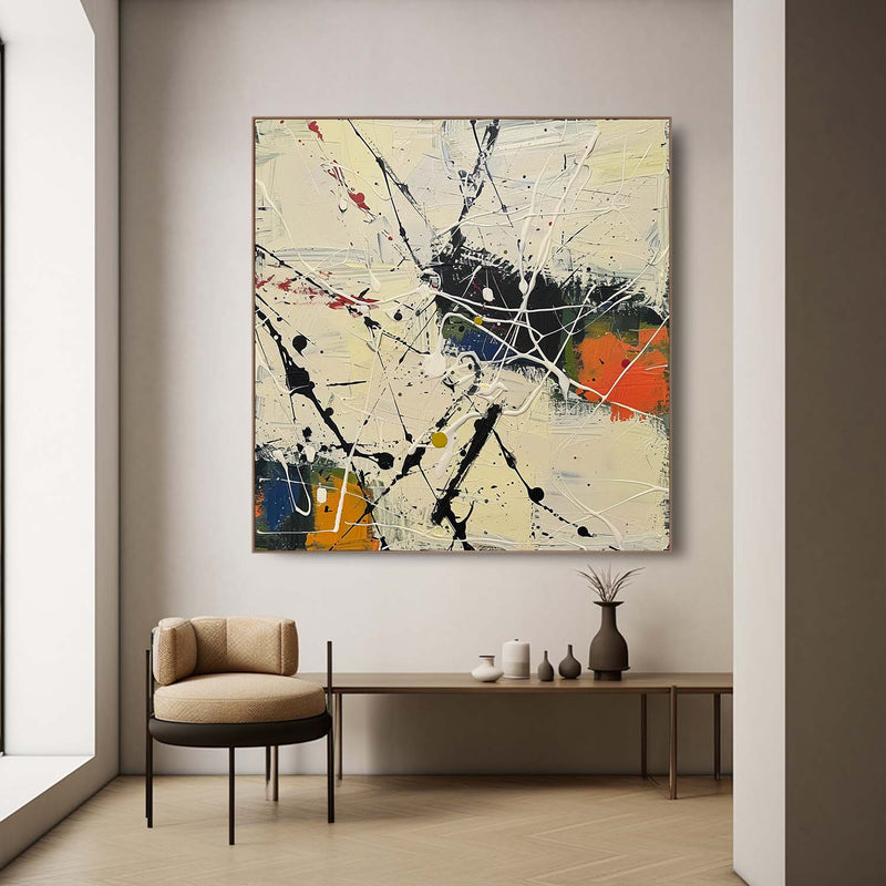 Large Beige Modern Wall Decor Painting Beige Abstract Canvas Art for Sale