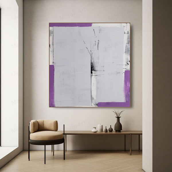 Purple and Grey Abstract Art for Sale Purple and Grey Painting Minimalist Canvas Wall Art Decor