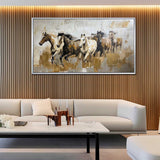 Large Horses Running on the Grassland Living Room Wall Decor Art Horses Running on the Grassland Oil Painting